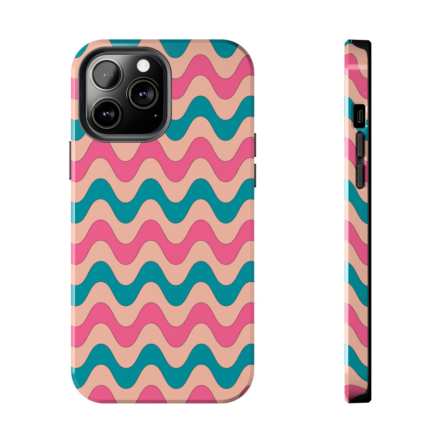 Retro Waves Pattern iPhone Case – Shockproof Design with Dual-Layer Protection