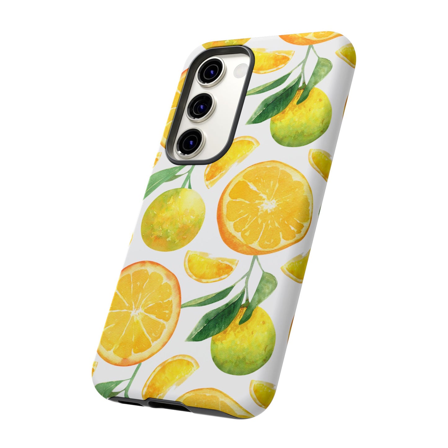 Sunny Citrus Grove Tough Samsung Galaxy Case – Watercolor Orange Design, Dual-Layer Protection
