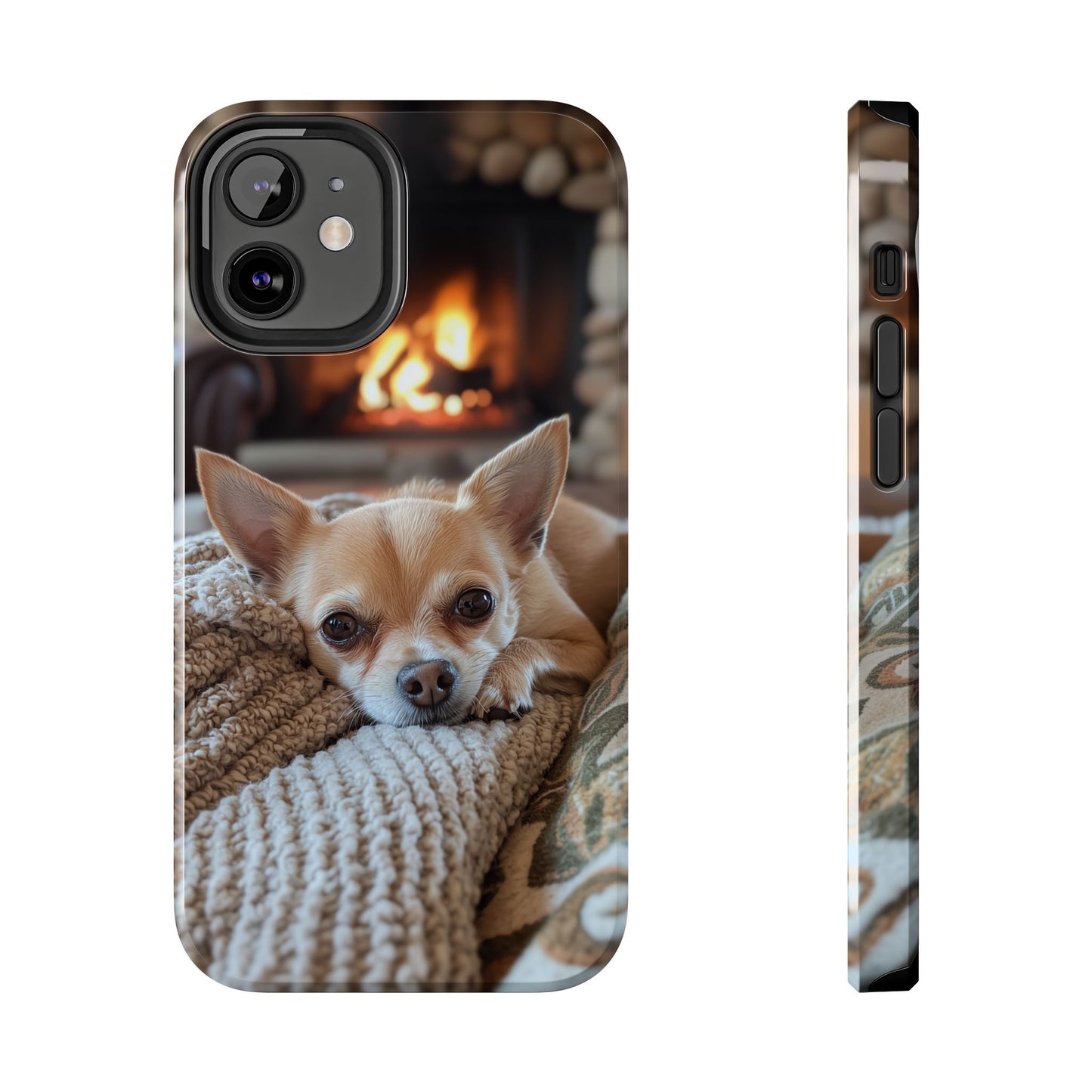Relaxing Chihuahua by Fireplace iPhone Case – Warm and Stylish Protection