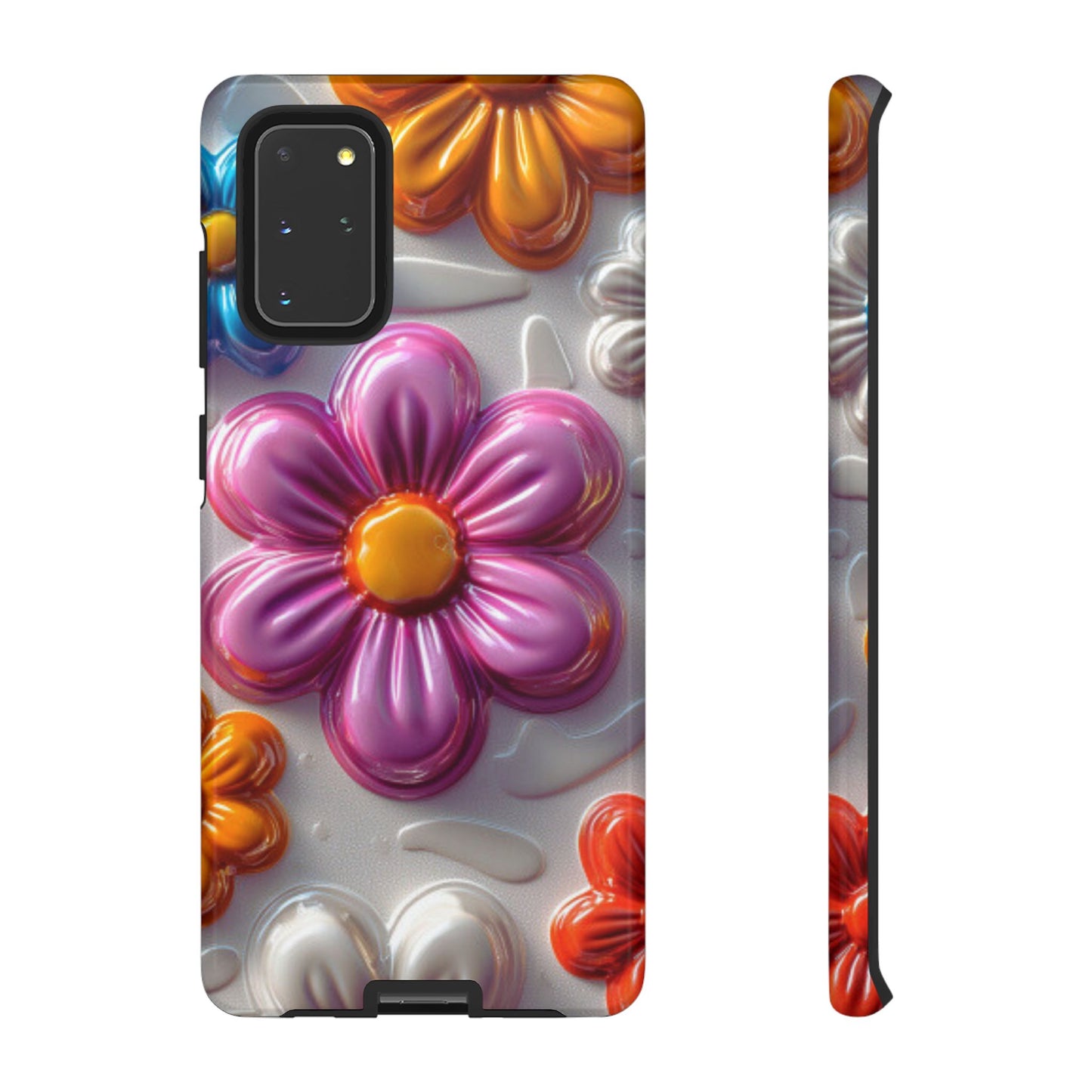 Glossy 3D Floral Samsung Galaxy  Case – Colorful Flower Pattern, Durable Protection