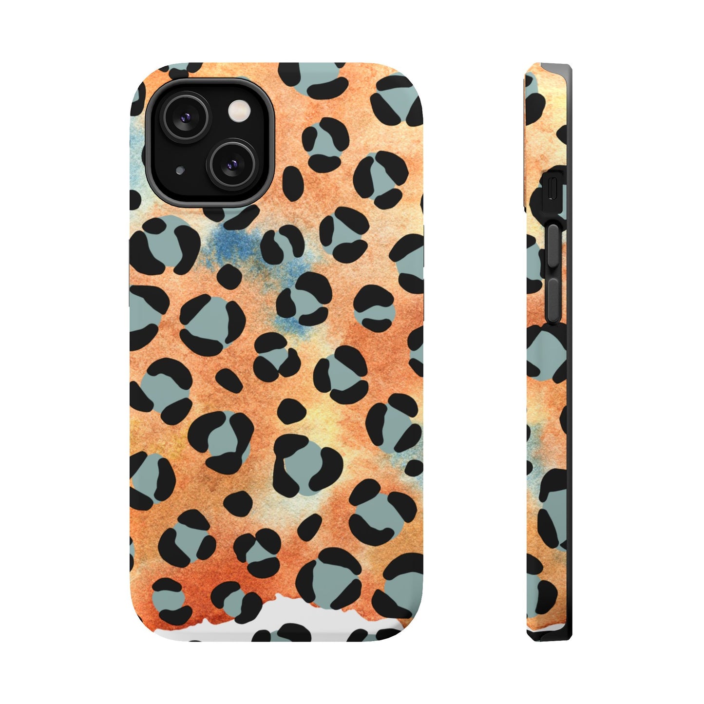 Sunset Watercolor Leopard Print Tough MagSafe iPhone Case – Artistic Animal Pattern with Dual-Layer Protection