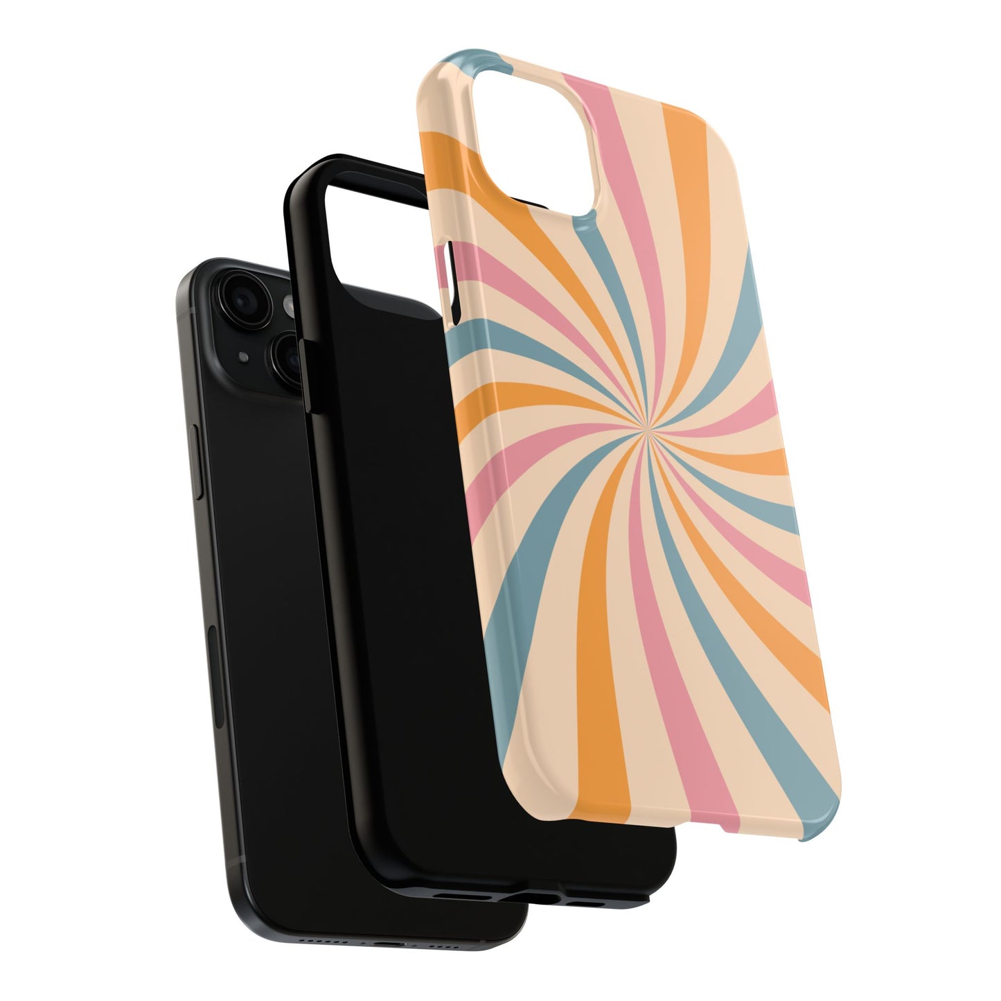 Retro Swirl Pattern iPhone Case – Bold 70s Vibe in Pink, Orange, and Teal