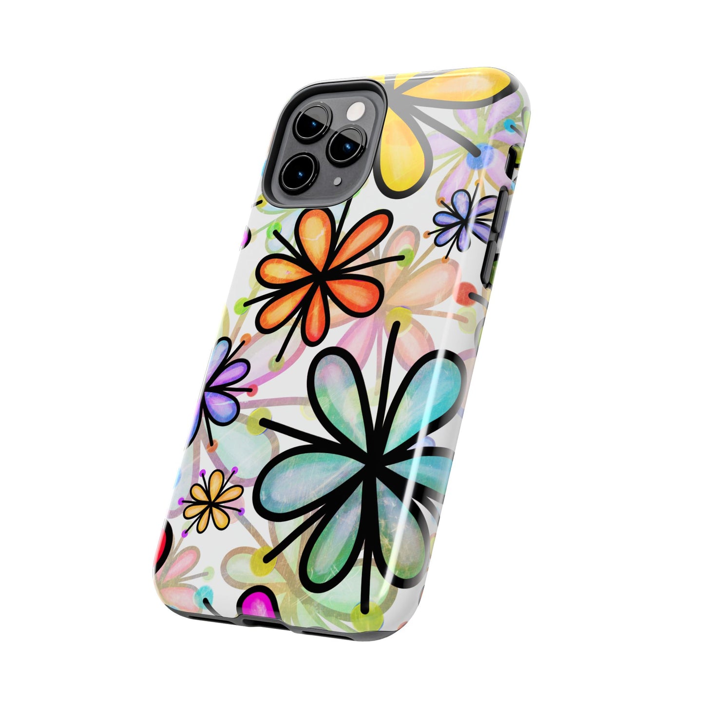Retro Floral Pop iPhone Case – Ultra-Slim Design, High-Gloss Finish