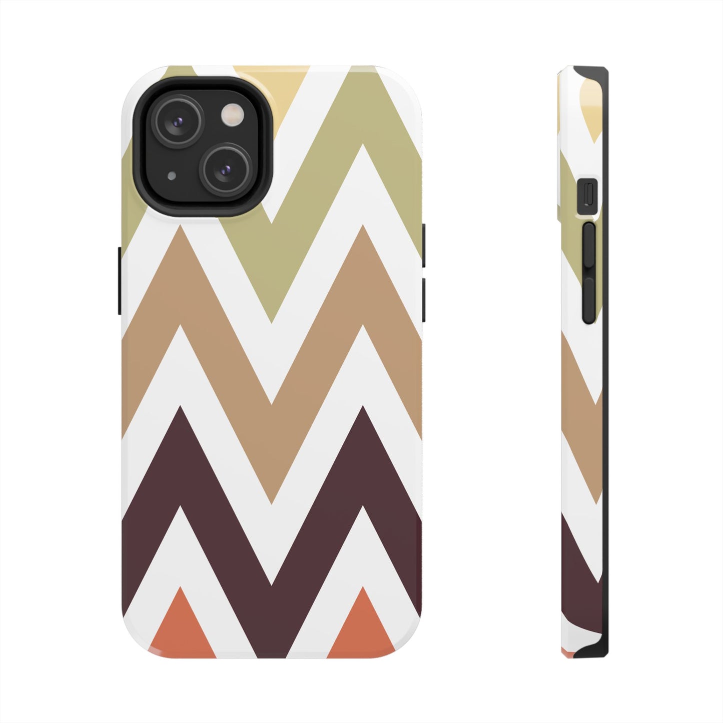 Earthy Chevron iPhone Case – Boho-Inspired Design with Dual-Layer Protection