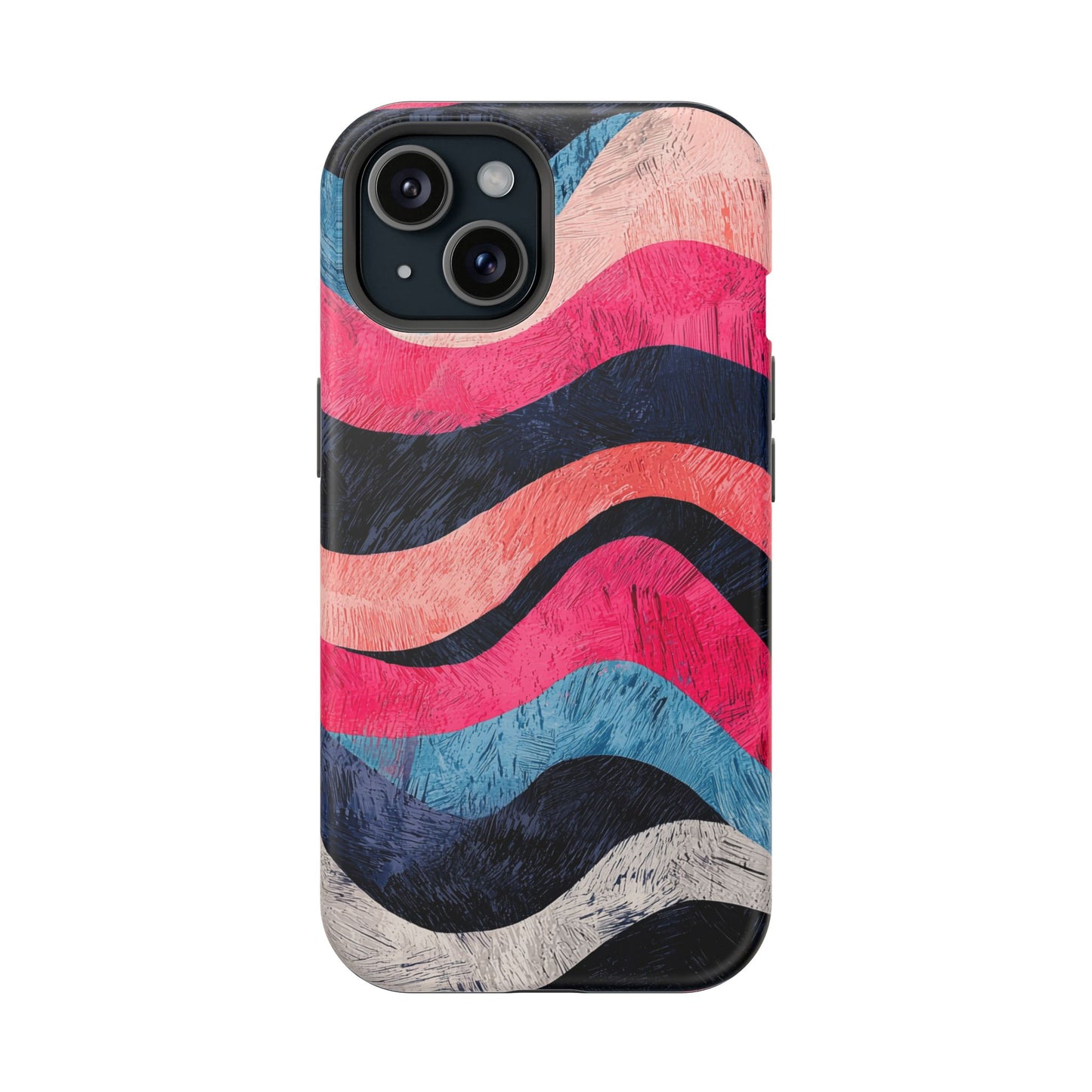Abstract Wave Pattern MagSafe iPhone Case – Shockproof, Matte Finish, Dual-Layer Protection