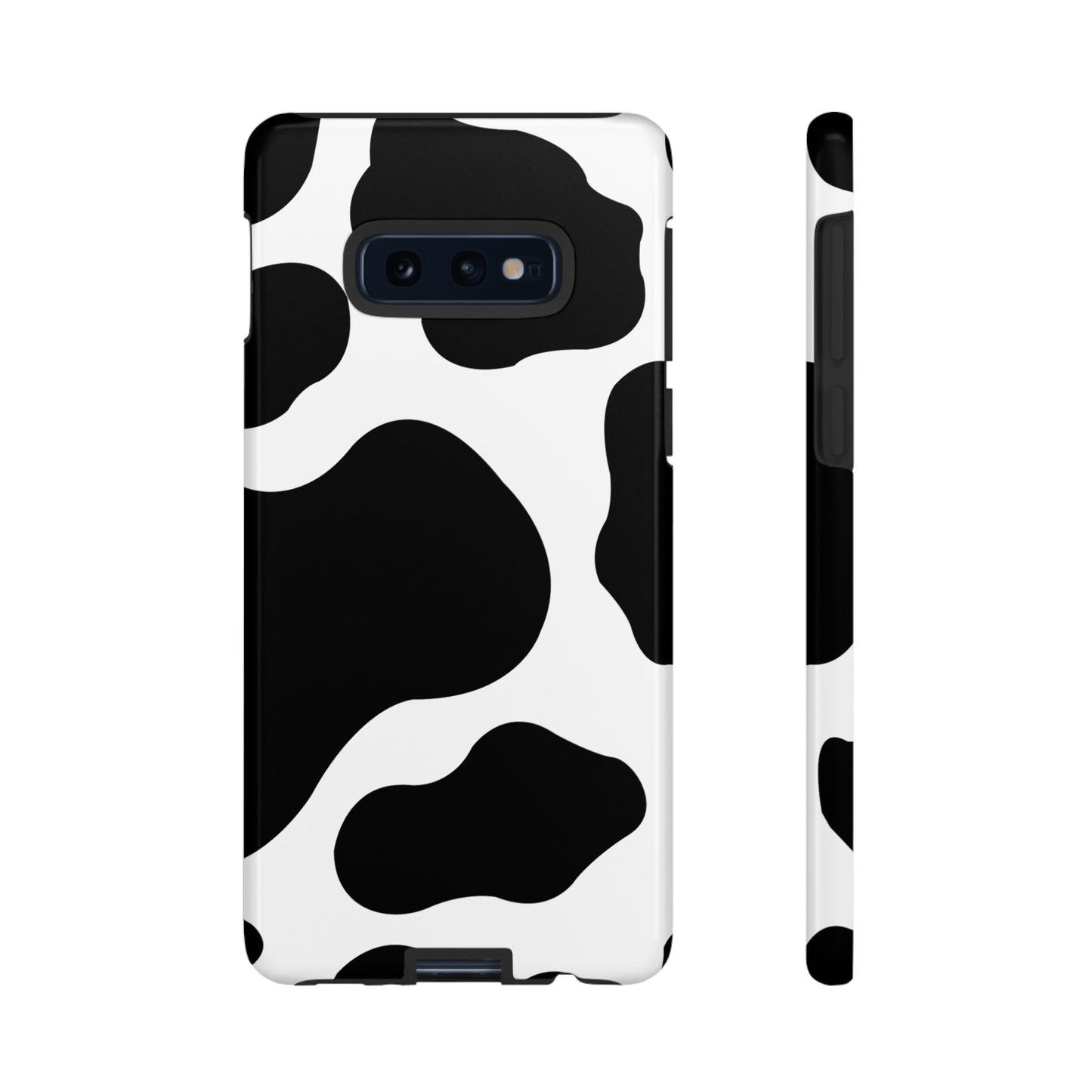 Chic Cow Print Tough Samsung Galaxy Case – Trendy Monochrome Animal Pattern with Dual-Layer Protection
