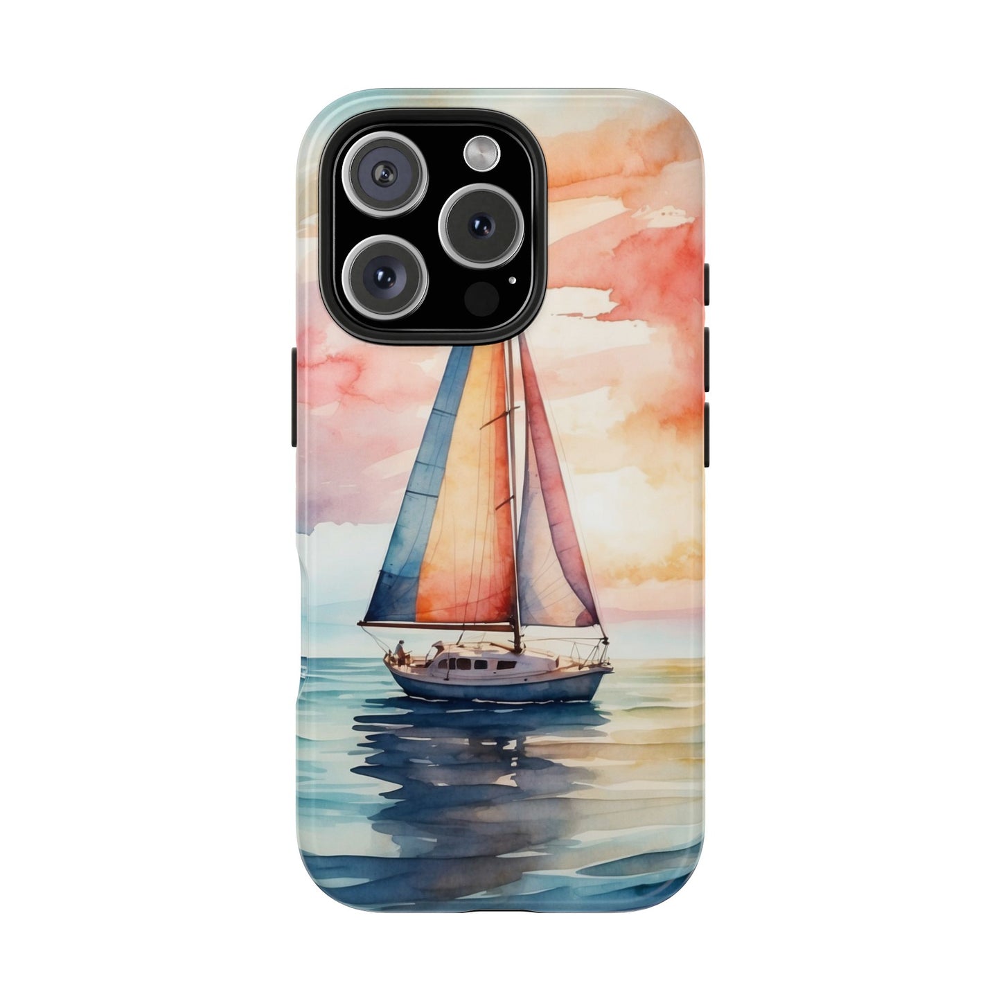 Sailboat Sunset iPhone Case – Vibrant Watercolor Design