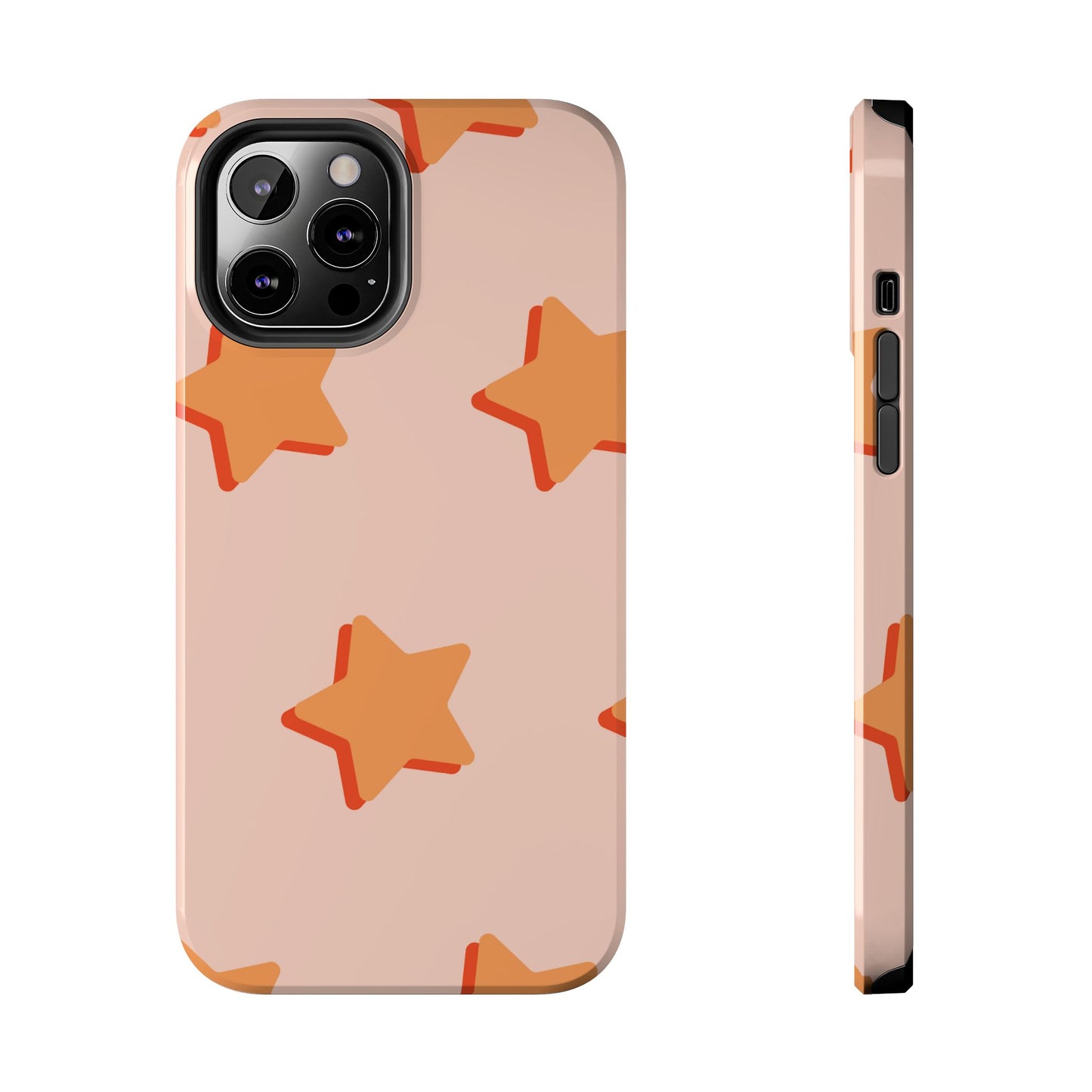 Retro Orange Stars iPhone Case – Shock-Resistant, Smooth Matte Finish, Dual-Layer Design