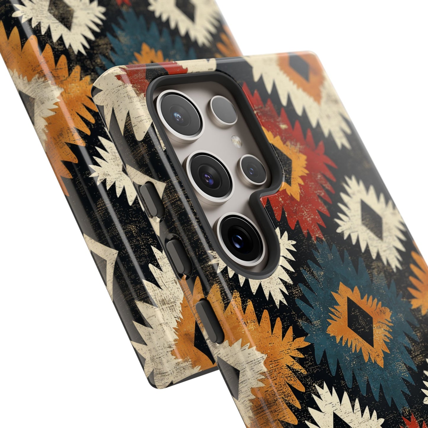 Rustic Tribal Sunburst Tough Samsung Galaxy  Case – Vibrant Geometric Design, Dual-Layer Protection