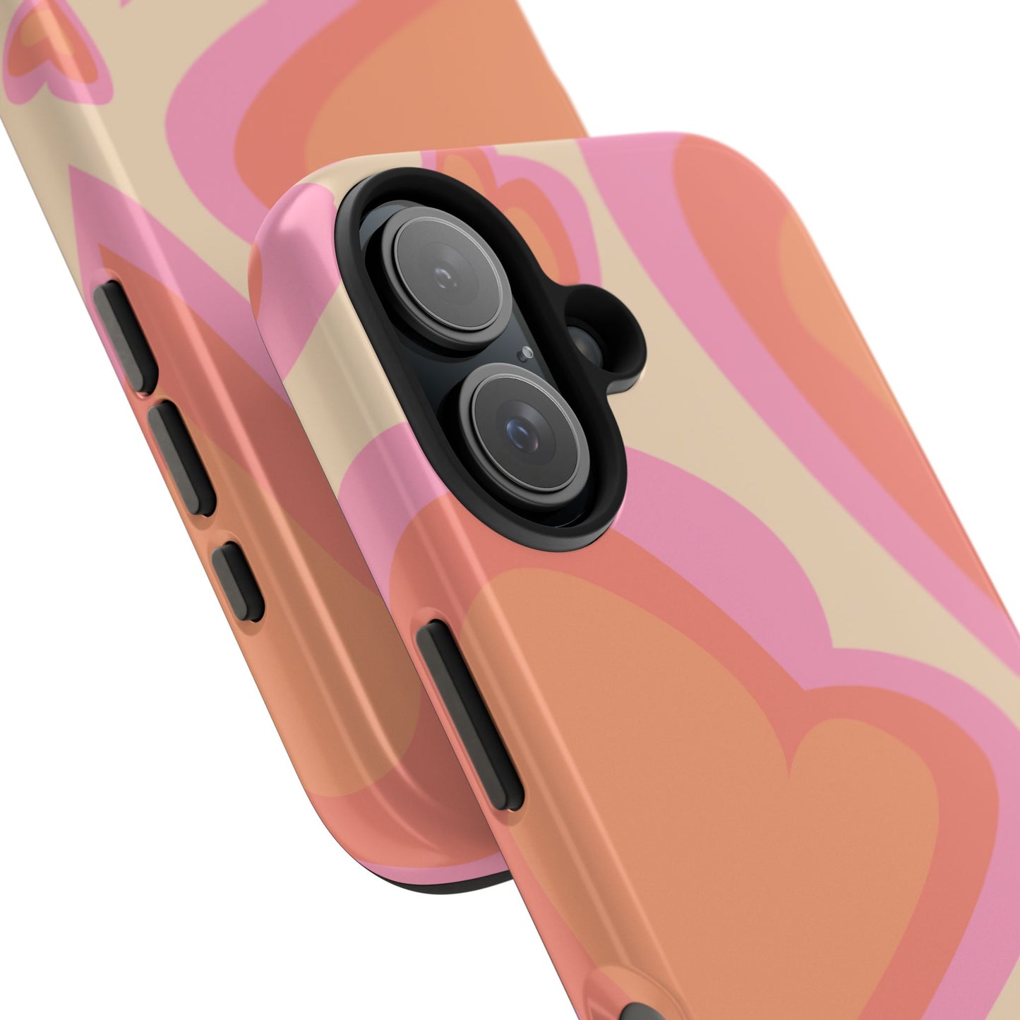 Retro Pink Hearts iPhone Case – Shock-Resistant, Matte Finish, Dual-Layer Protection