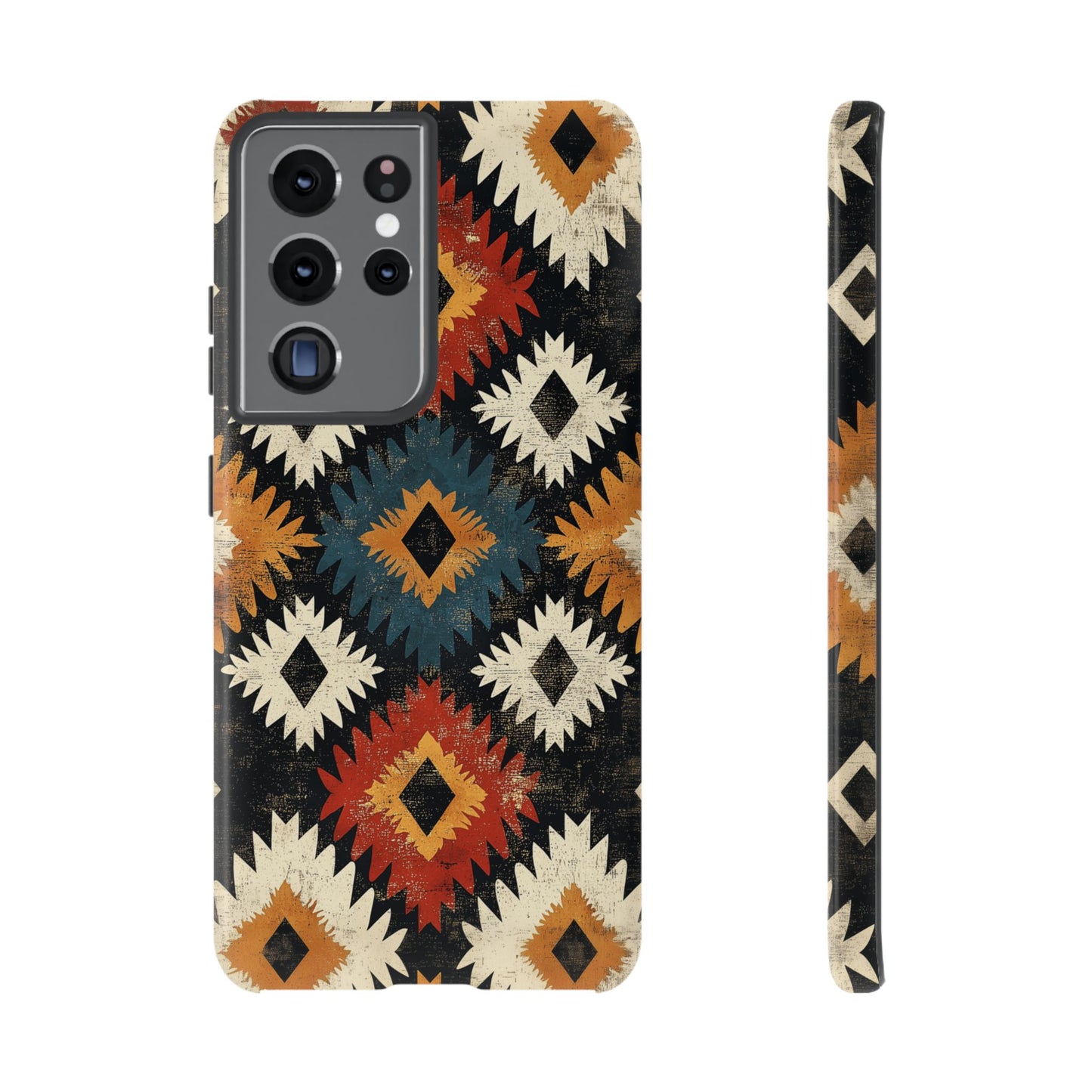 Rustic Tribal Sunburst Tough Samsung Galaxy  Case – Vibrant Geometric Design, Dual-Layer Protection