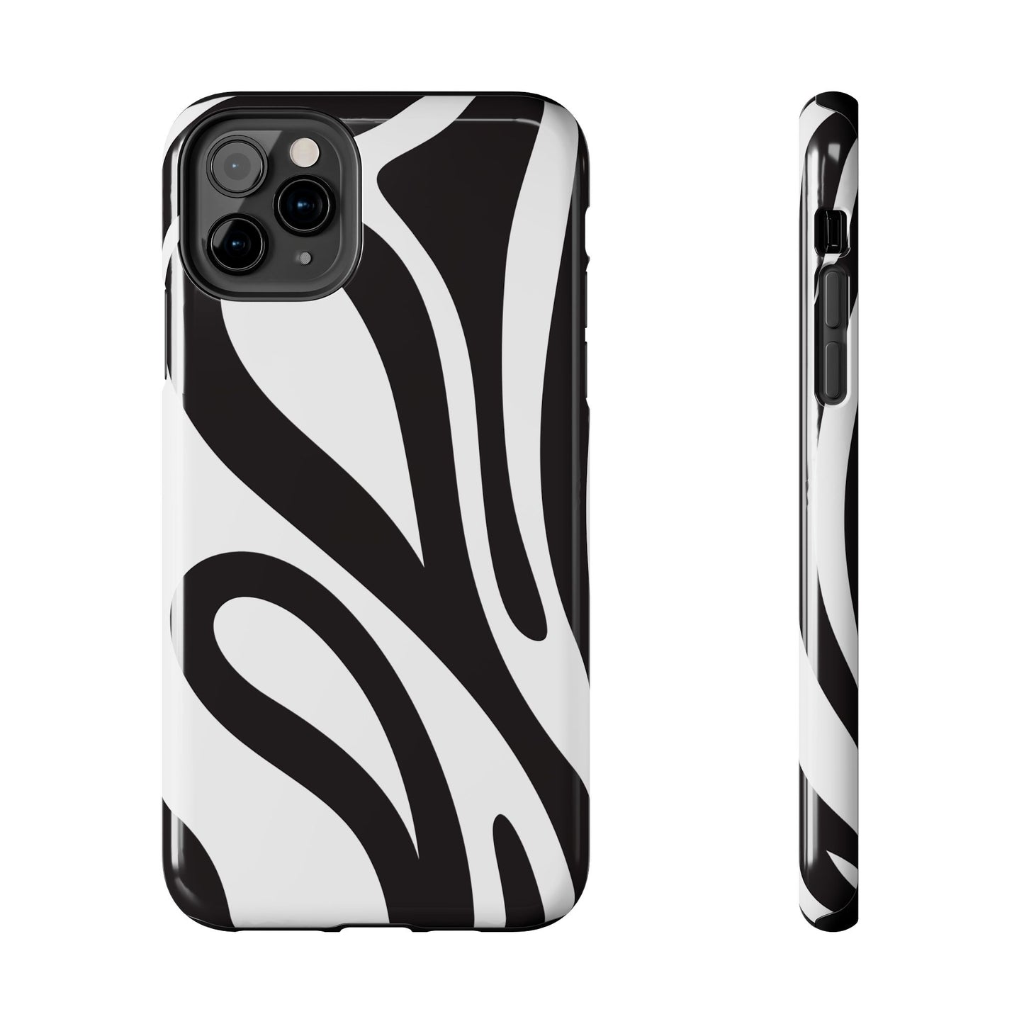 Modern Black and White Abstract Tough iPhone Case – Bold Graphic Pattern with Dual-Layer Protection