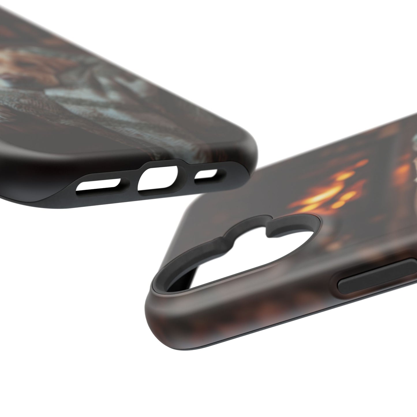 Cozy Labrador by Fireplace MagSafe iPhone Case – Rustic Cabin Protective Cover