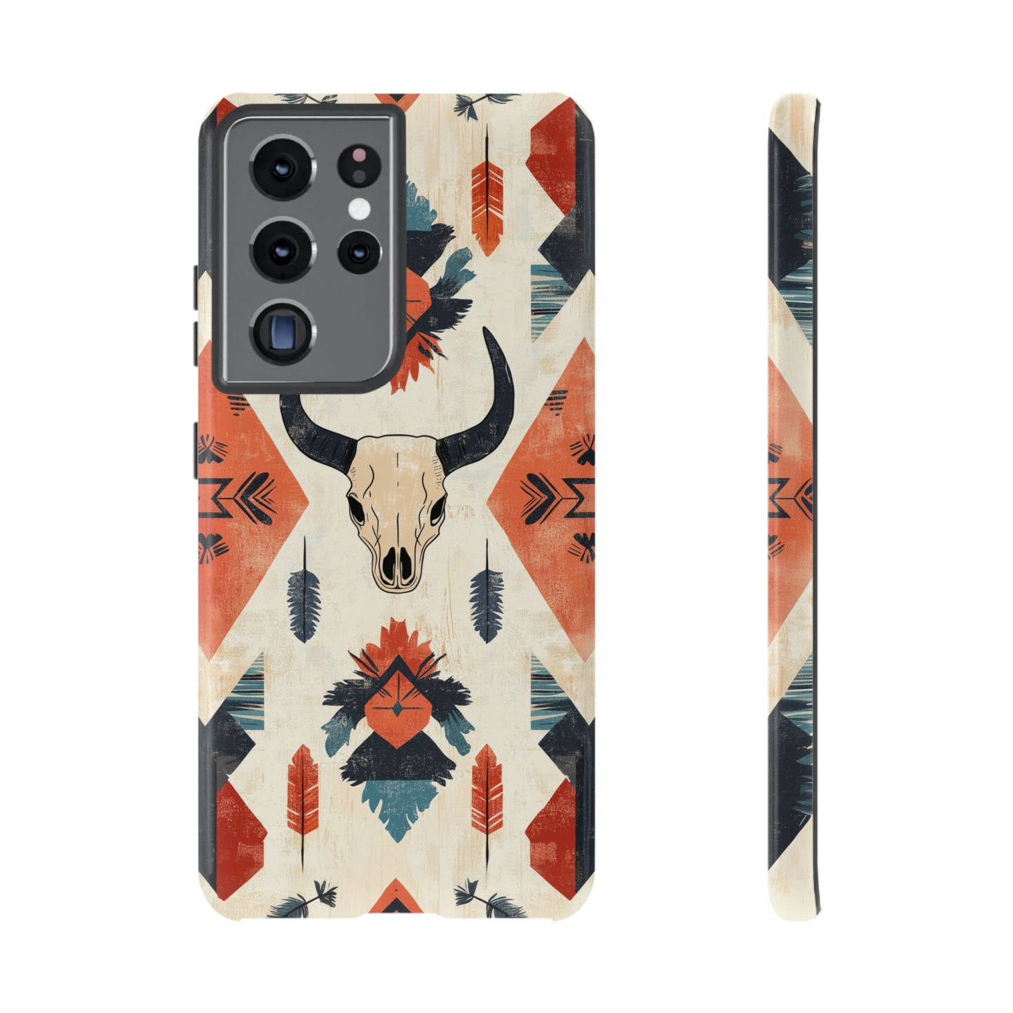 Southwestern Boho Skull Tough Samsung Galaxy Case – Durable Matte Finish, Dual-Layer Protection