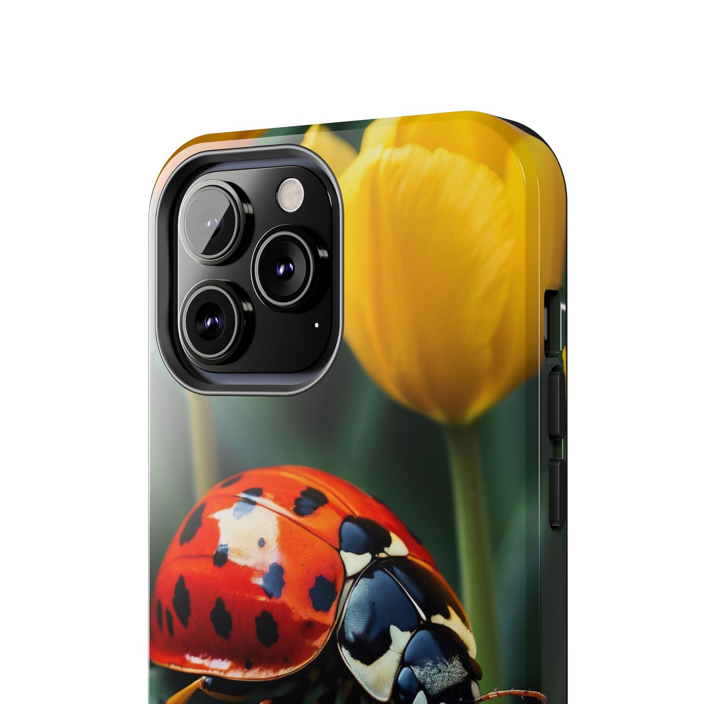 iPhone Case: Vibrant Ladybug Amidst a Lush Yellow Flower Garden