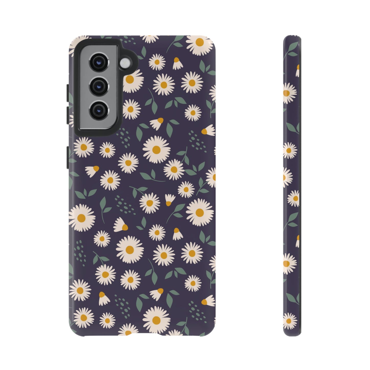 Midnight Daisy Samsung Galaxy Case – Dark Navy Floral Design, Slim and Protective