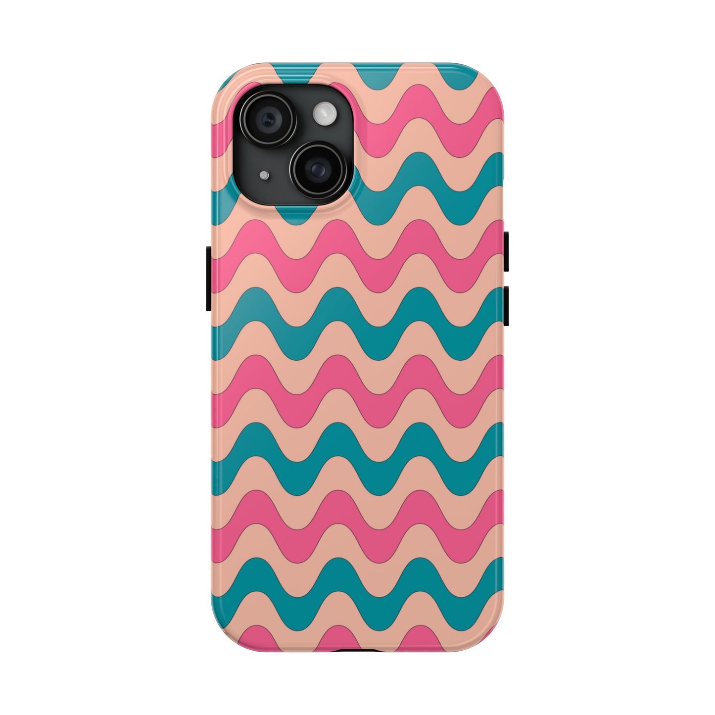 Retro Waves Pattern iPhone Case – Shockproof Design with Dual-Layer Protection