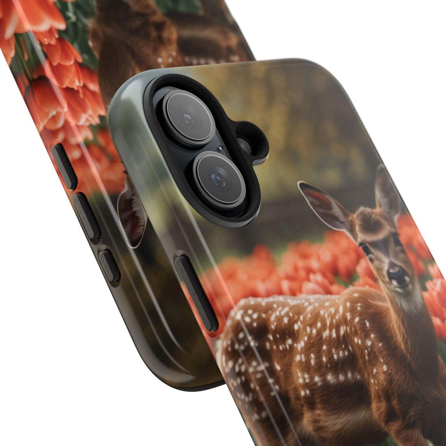 Fawn Among Tulips iPhone Case