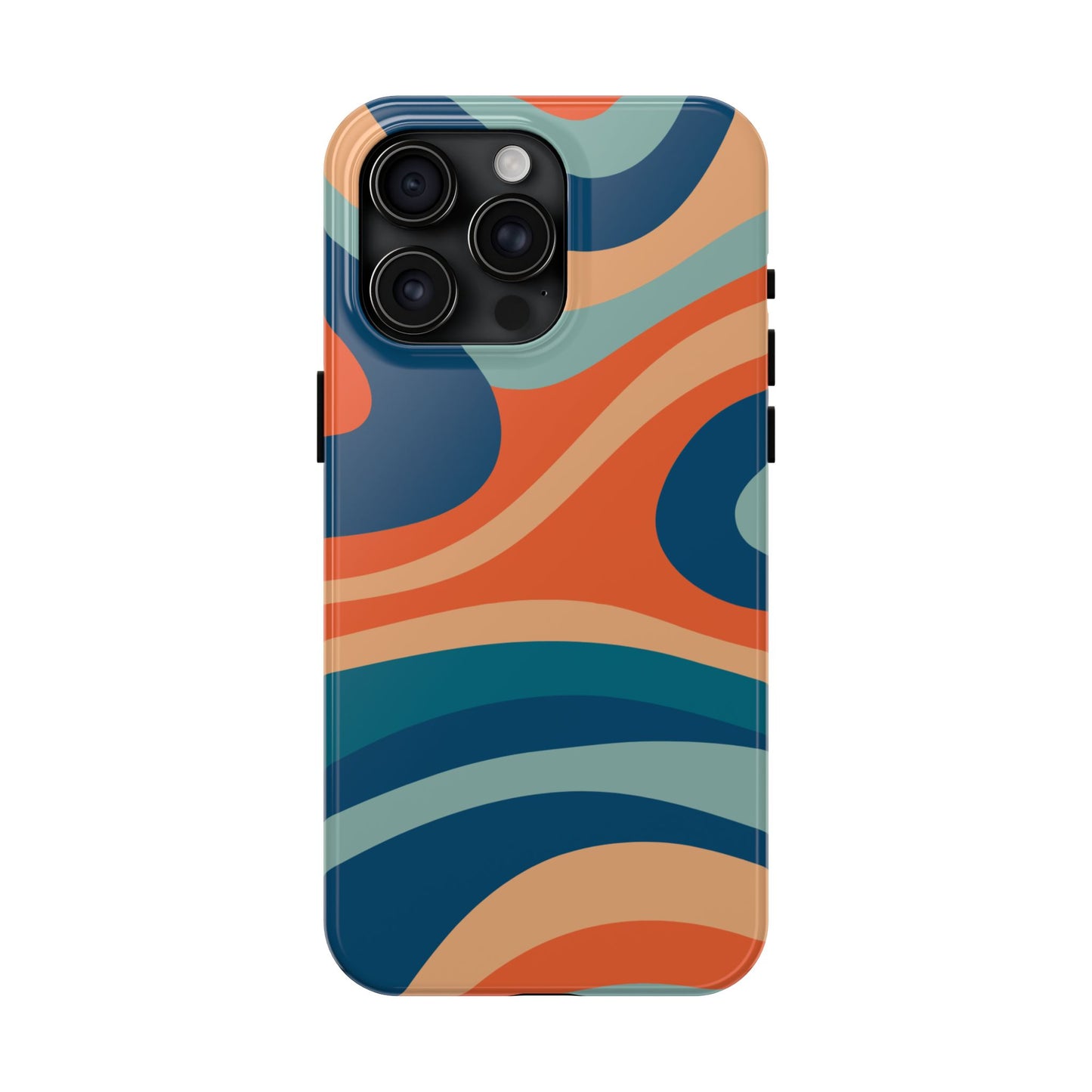 Retro Vibe Wavy Stripes iPhone Case – 70s-Inspired in Teal, Orange, and Rust