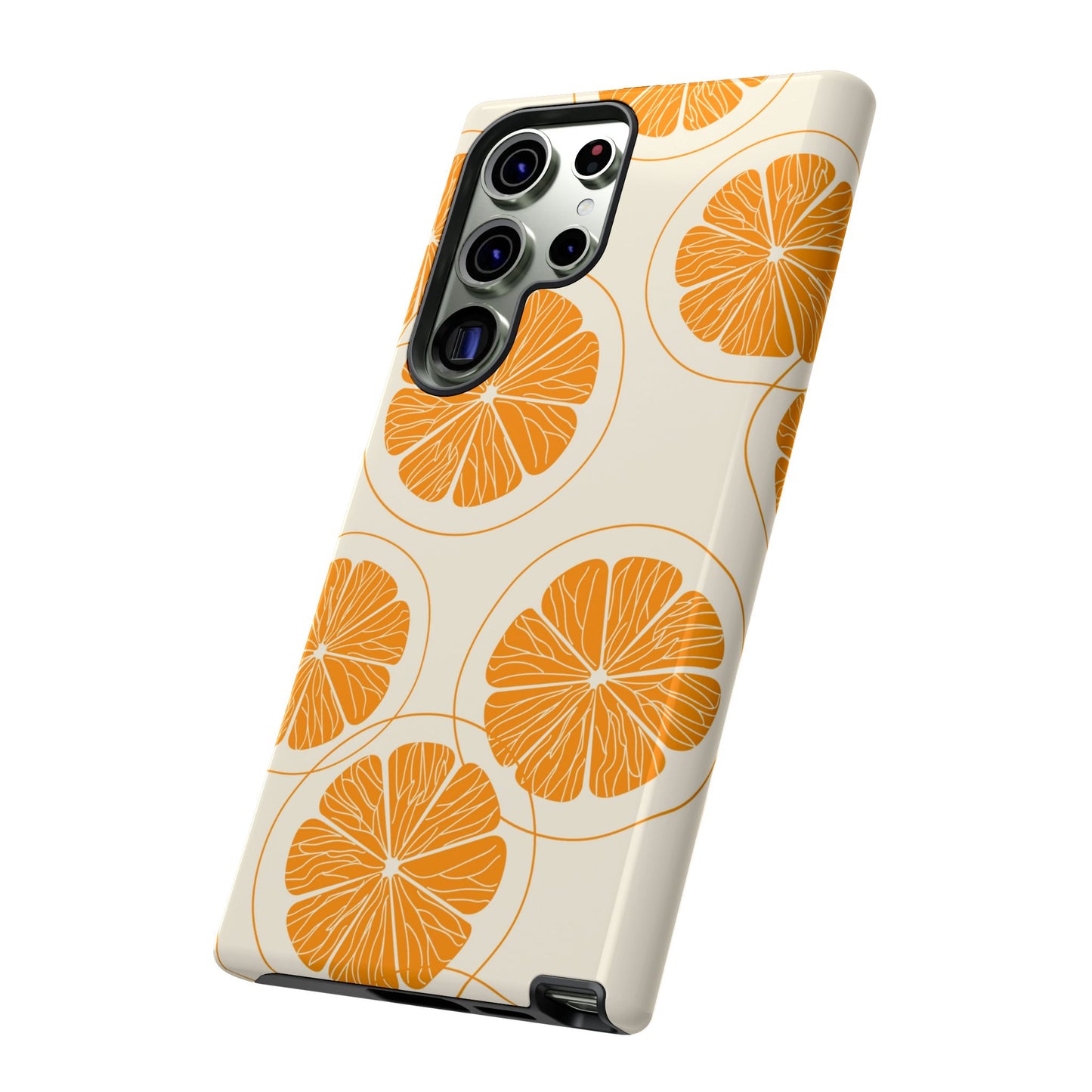 Citrus Burst Pattern Tough Samsung Galaxy  Case – Bold Orange Design, Shockproof Protection