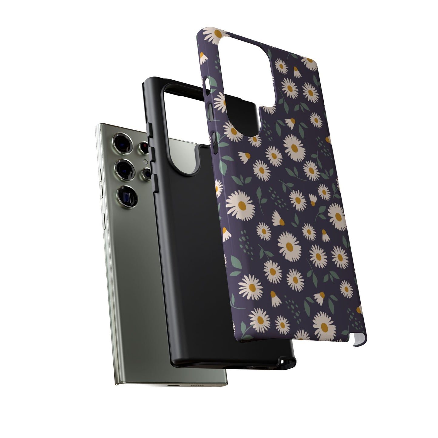 Midnight Daisy Samsung Galaxy Case – Dark Navy Floral Design, Slim and Protective