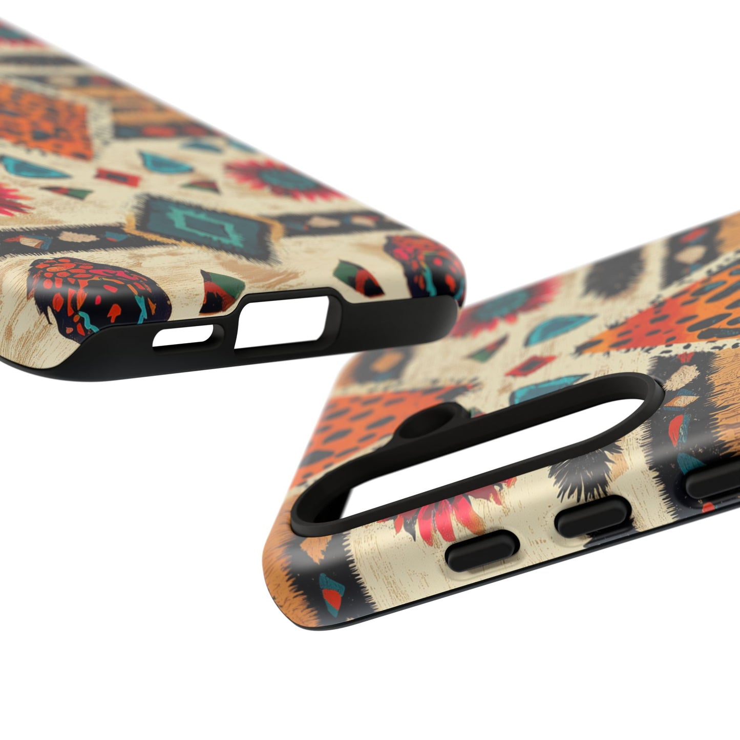 Wild Boho Leopard Print & Floral Tough Samsung Galaxy  Case – Eclectic Tribal Design, Dual-Layer Protection
