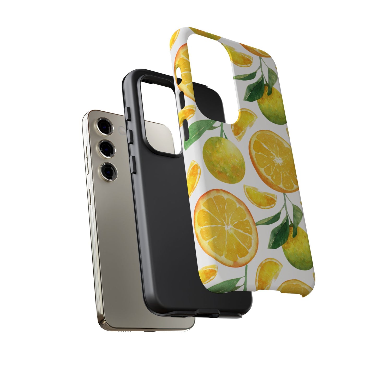 Sunny Citrus Grove Tough Samsung Galaxy Case – Watercolor Orange Design, Dual-Layer Protection