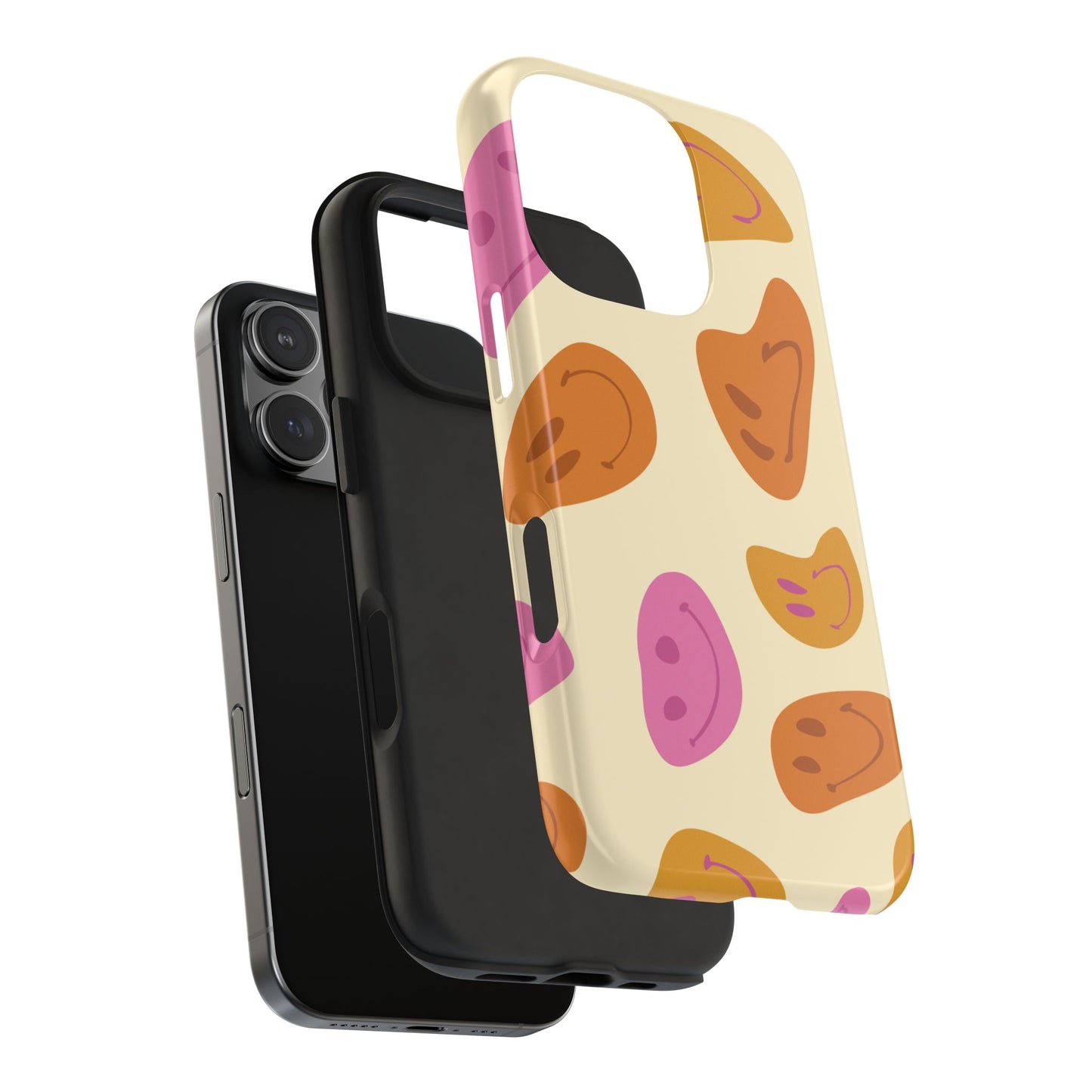 Retro Smiley Faces iPhone Case – Shockproof, Matte Finish, Dual-Layer Protection