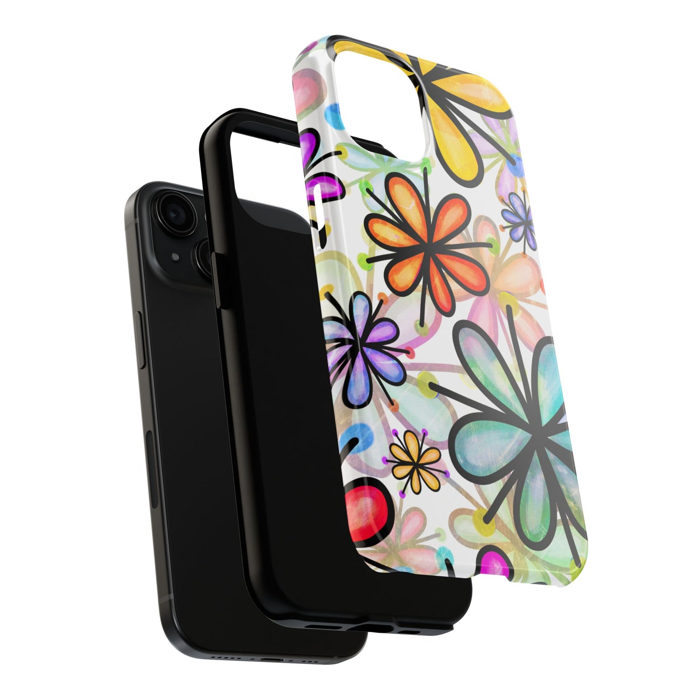 Retro Floral Pop iPhone Case – Ultra-Slim Design, High-Gloss Finish