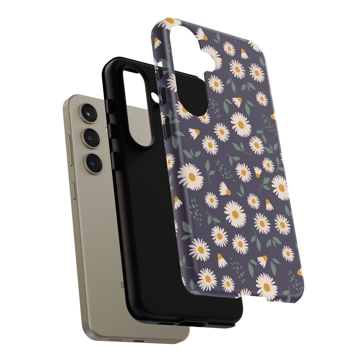 Midnight Daisy Samsung Galaxy Case – Dark Navy Floral Design, Slim and Protective