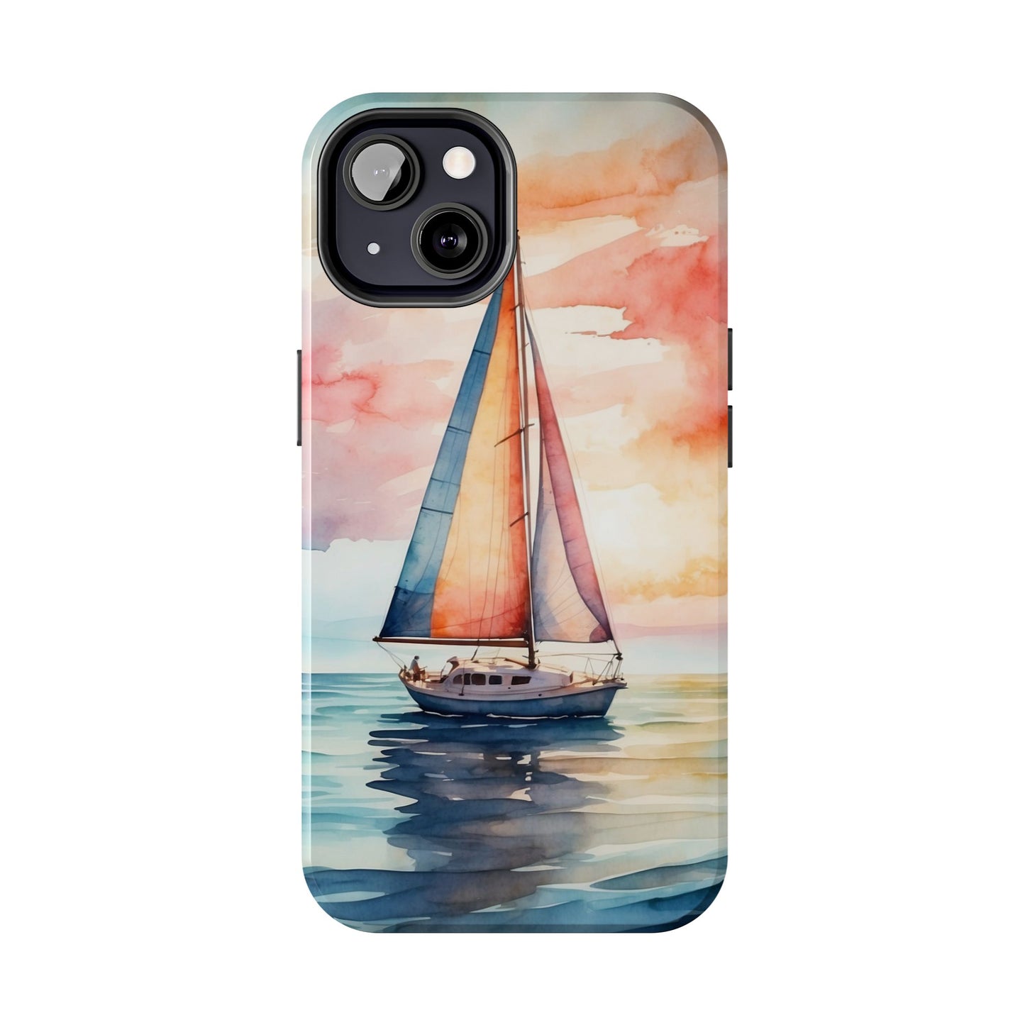 Sailboat Sunset iPhone Case – Vibrant Watercolor Design