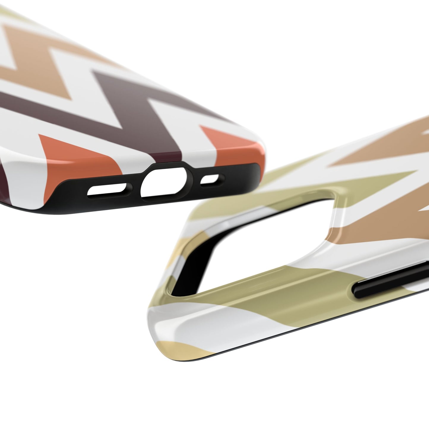 Earthy Chevron iPhone Case – Boho-Inspired Design with Dual-Layer Protection
