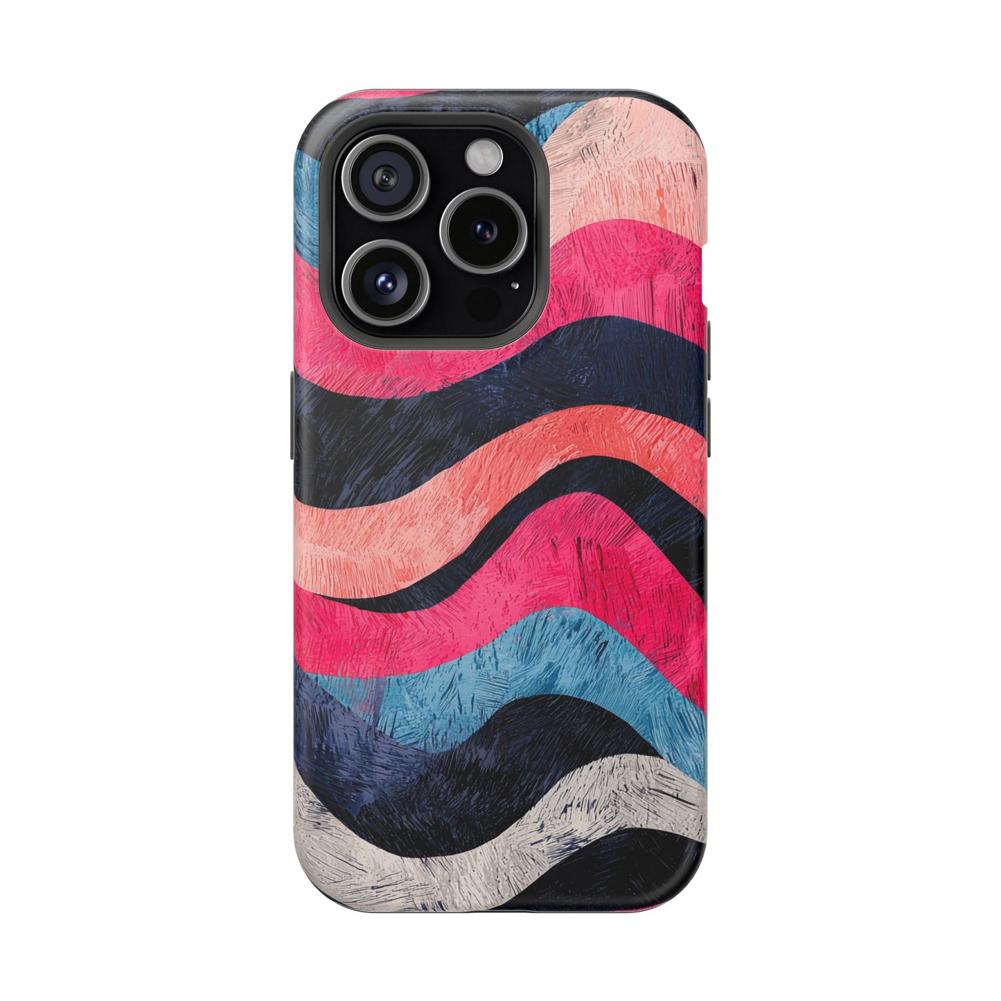 Abstract Wave Pattern MagSafe iPhone Case – Shockproof, Matte Finish, Dual-Layer Protection