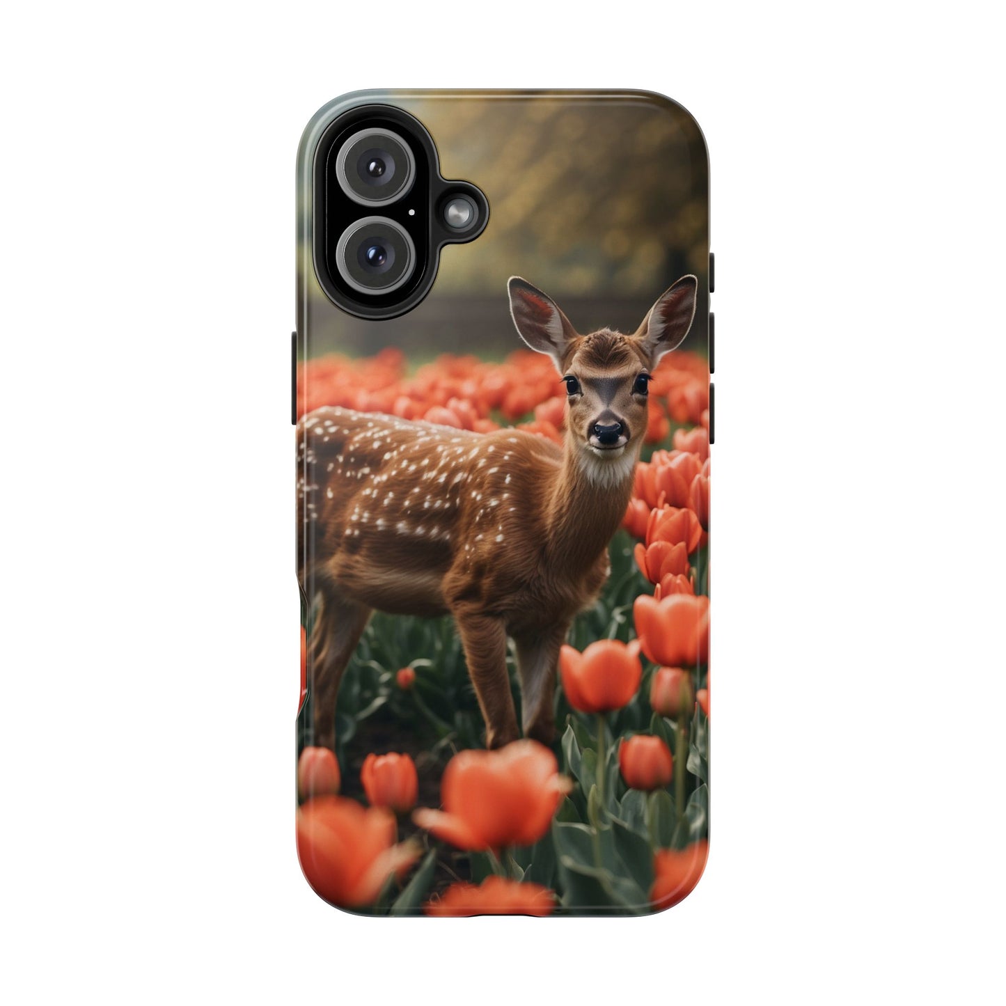 Fawn Among Tulips iPhone Case