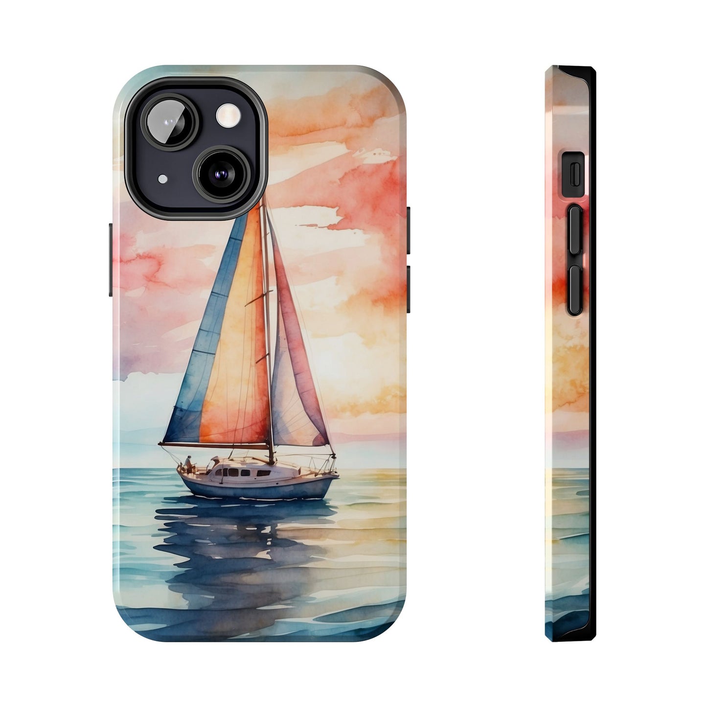 Sailboat Sunset iPhone Case – Vibrant Watercolor Design