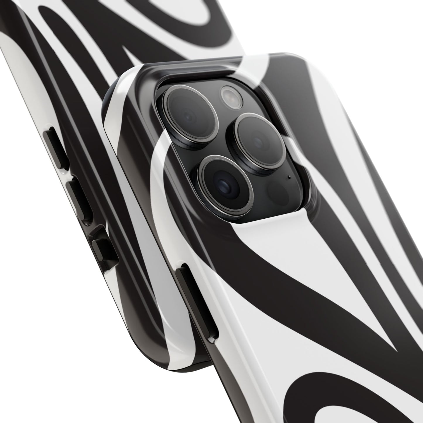 Modern Black and White Abstract Tough iPhone Case – Bold Graphic Pattern with Dual-Layer Protection