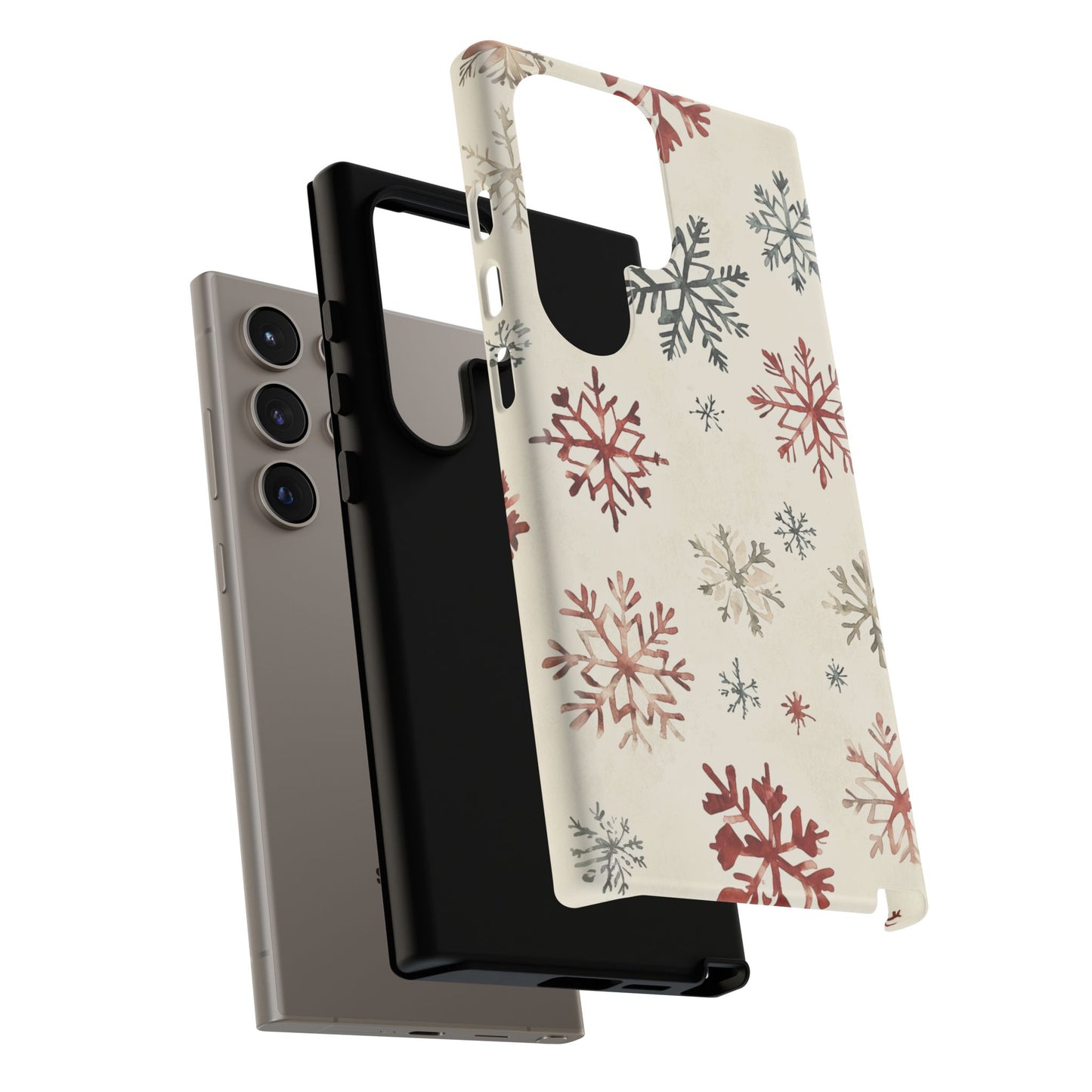Vintage Red and Gray Snowflake Pattern – Samsung Galaxy Series Case