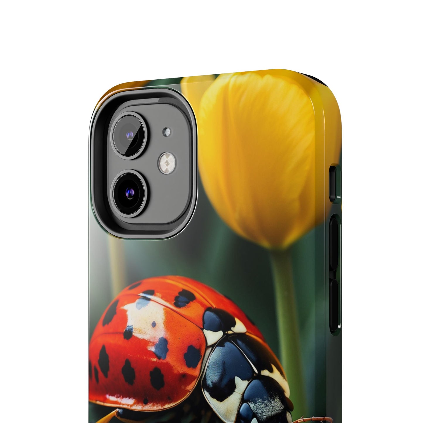iPhone Case: Vibrant Ladybug Amidst a Lush Yellow Flower Garden