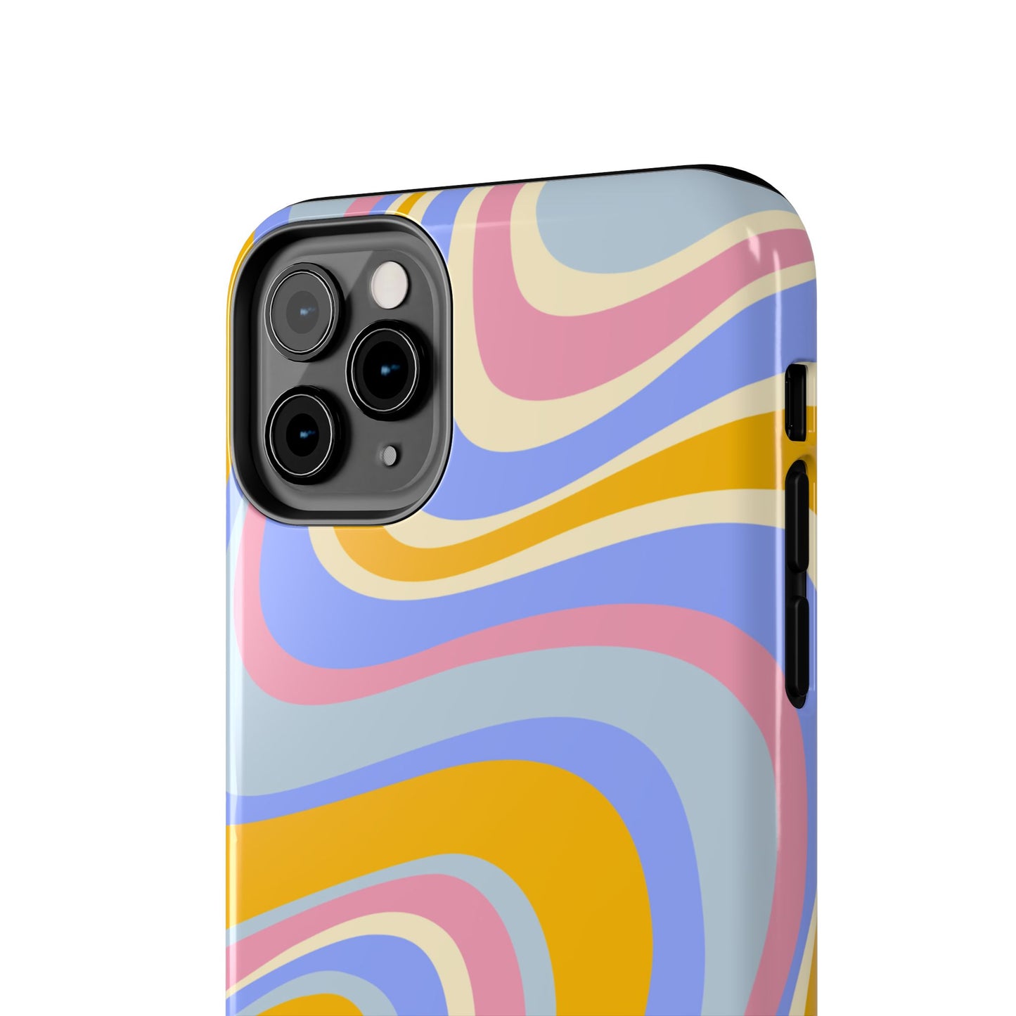 Groovy Pastel Waves iPhone Case – 70s-Inspired Design with Dual-Layer Protection