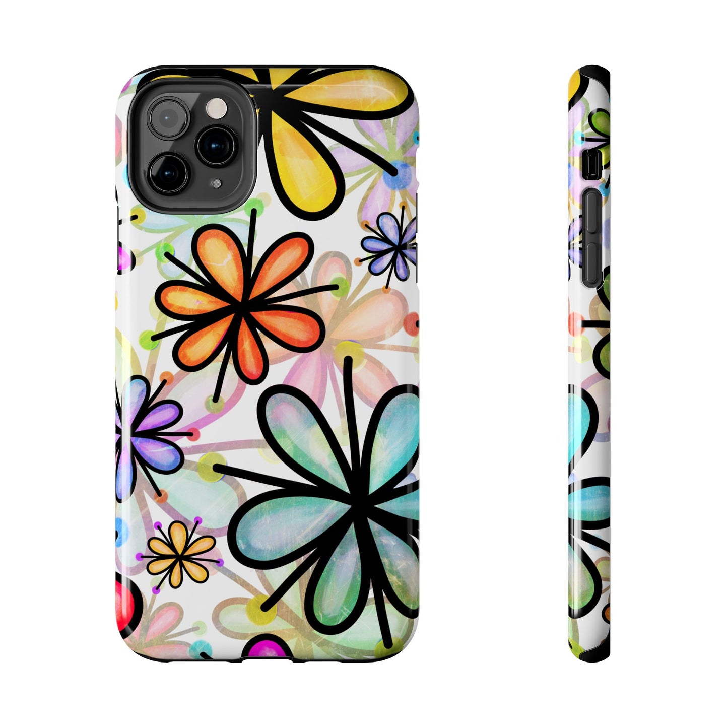 Retro Floral Pop iPhone Case – Ultra-Slim Design, High-Gloss Finish