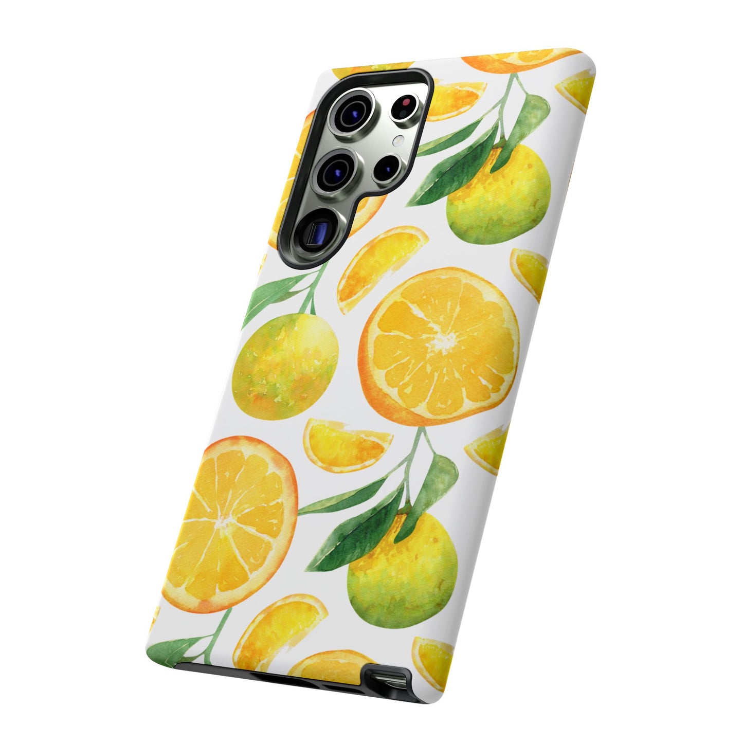 Sunny Citrus Grove Tough Samsung Galaxy Case – Watercolor Orange Design, Dual-Layer Protection