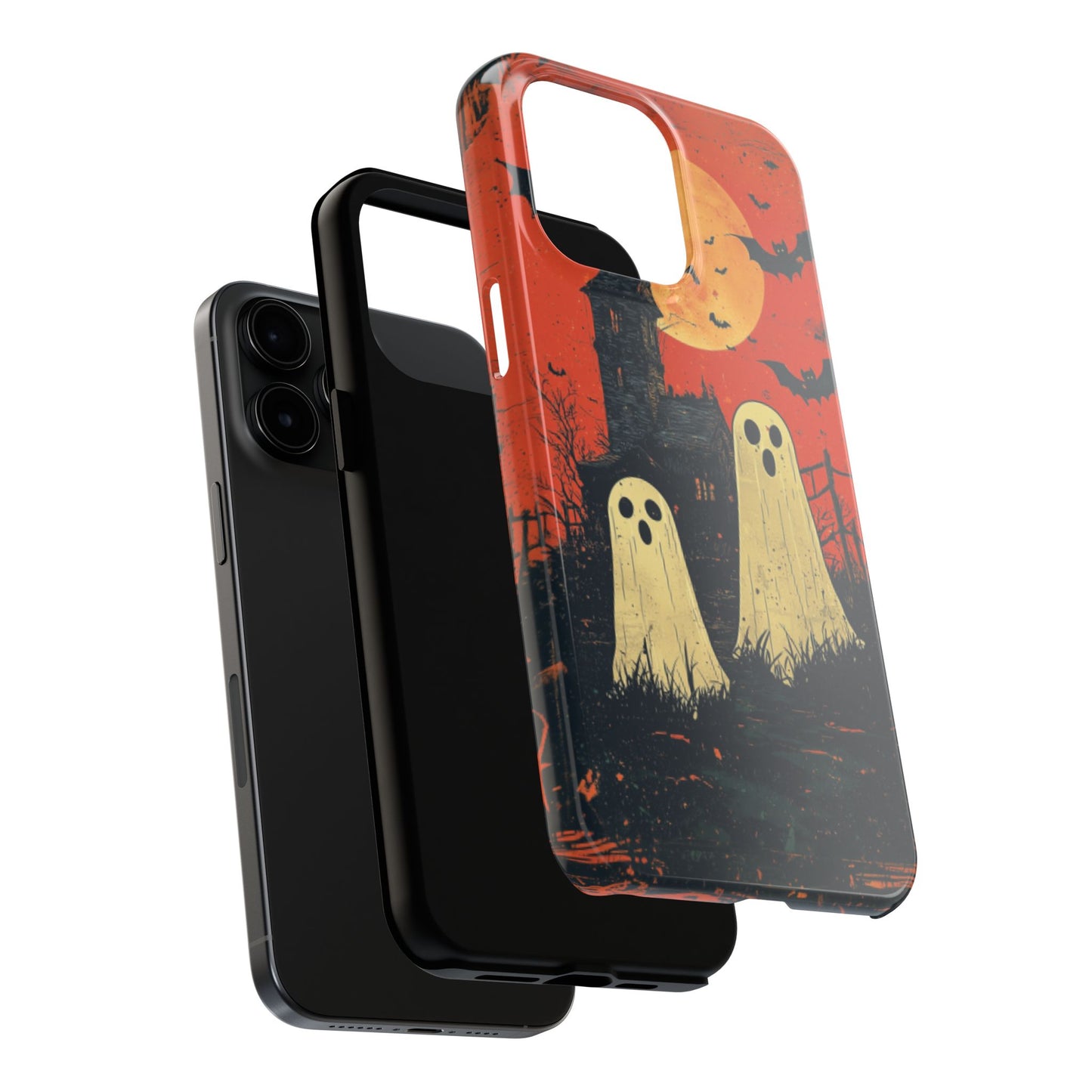 Haunted House & Ghosts iPhone Case – Spooky Halloween Full Moon Design