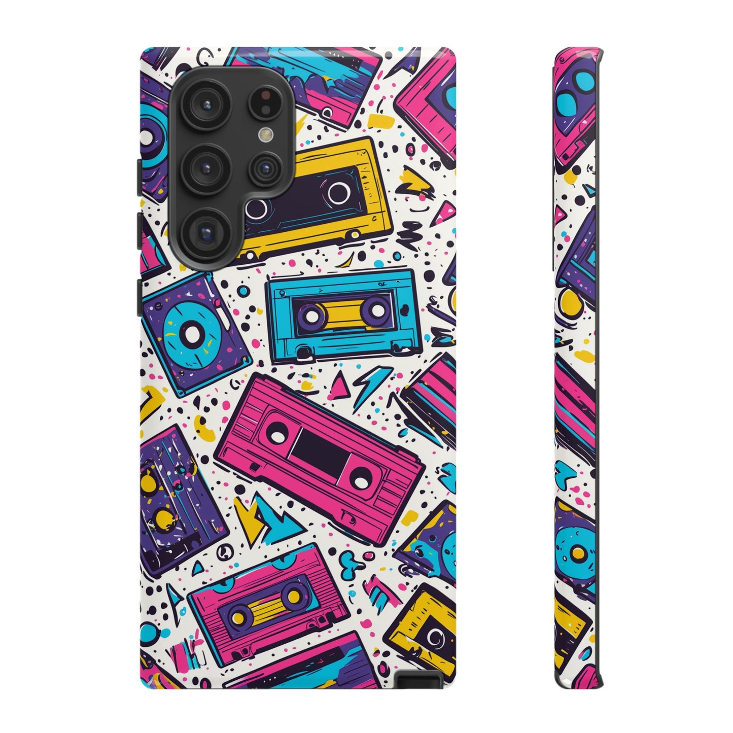 Retro Cassette Vibes Tough Samsung Galaxy  Case – Bold 80s Tape Design, Shockproof Protection