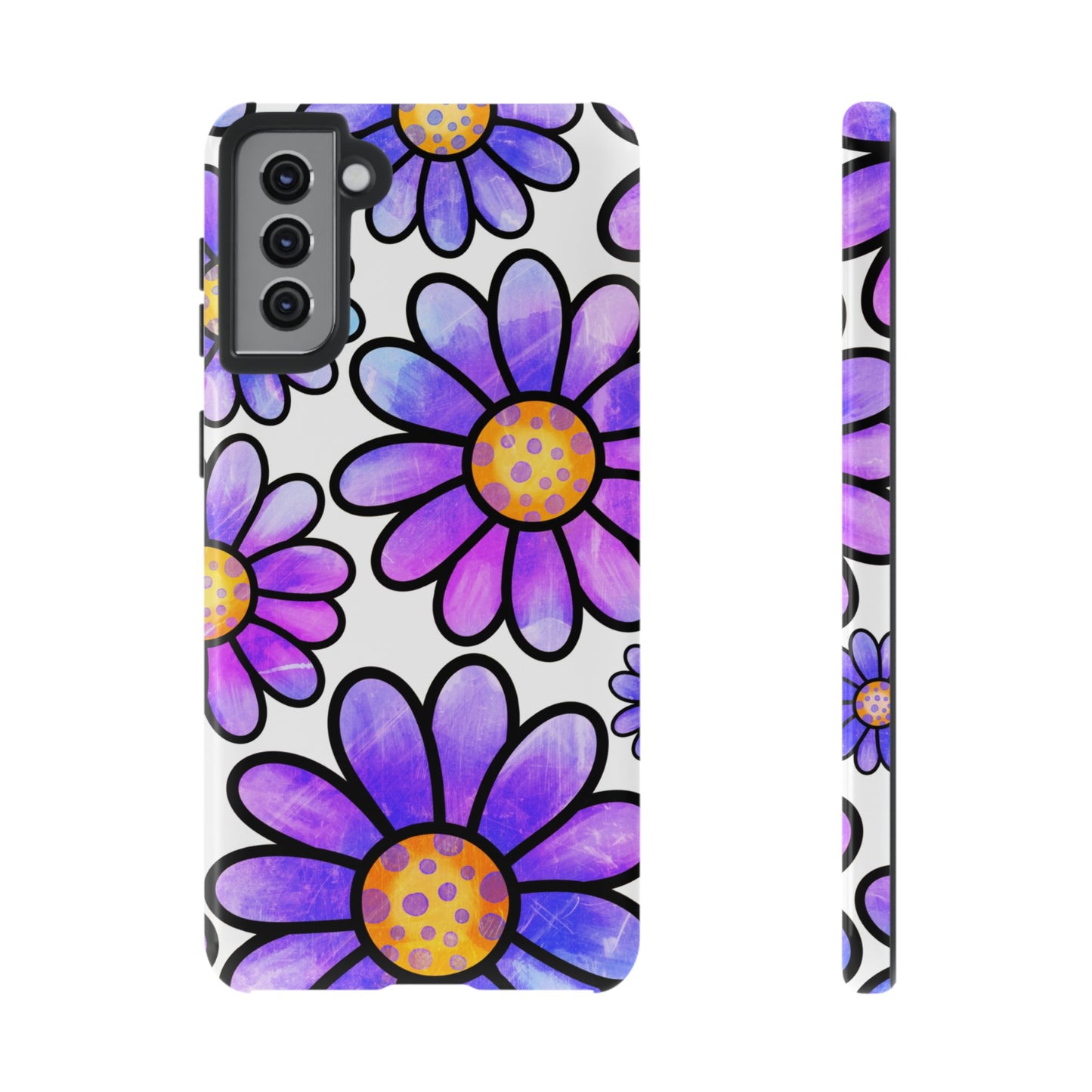 Purple Daisy Delight Samsung Galaxy Case – Slim Profile, Glossy Finish