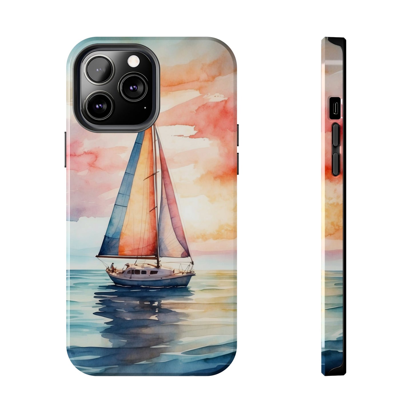 Sailboat Sunset iPhone Case – Vibrant Watercolor Design