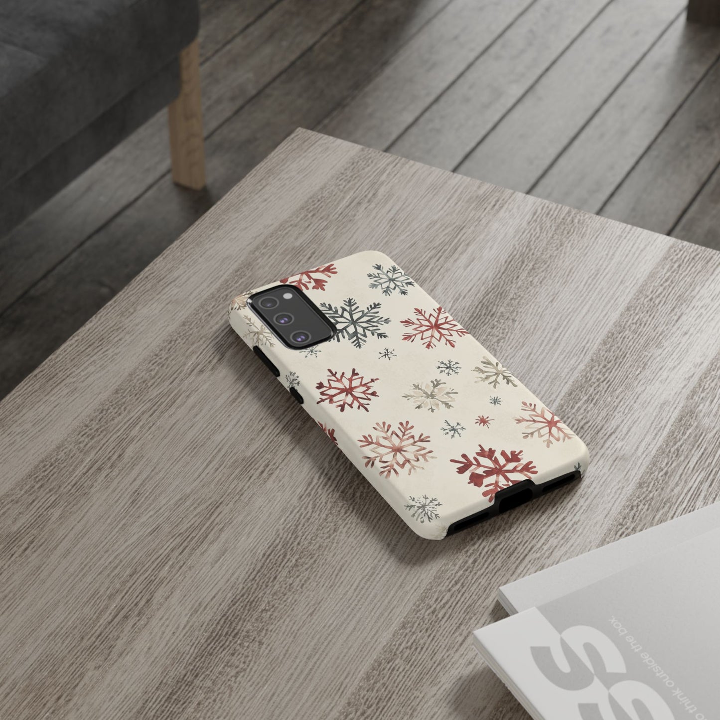 Vintage Red and Gray Snowflake Pattern – Samsung Galaxy Series Case
