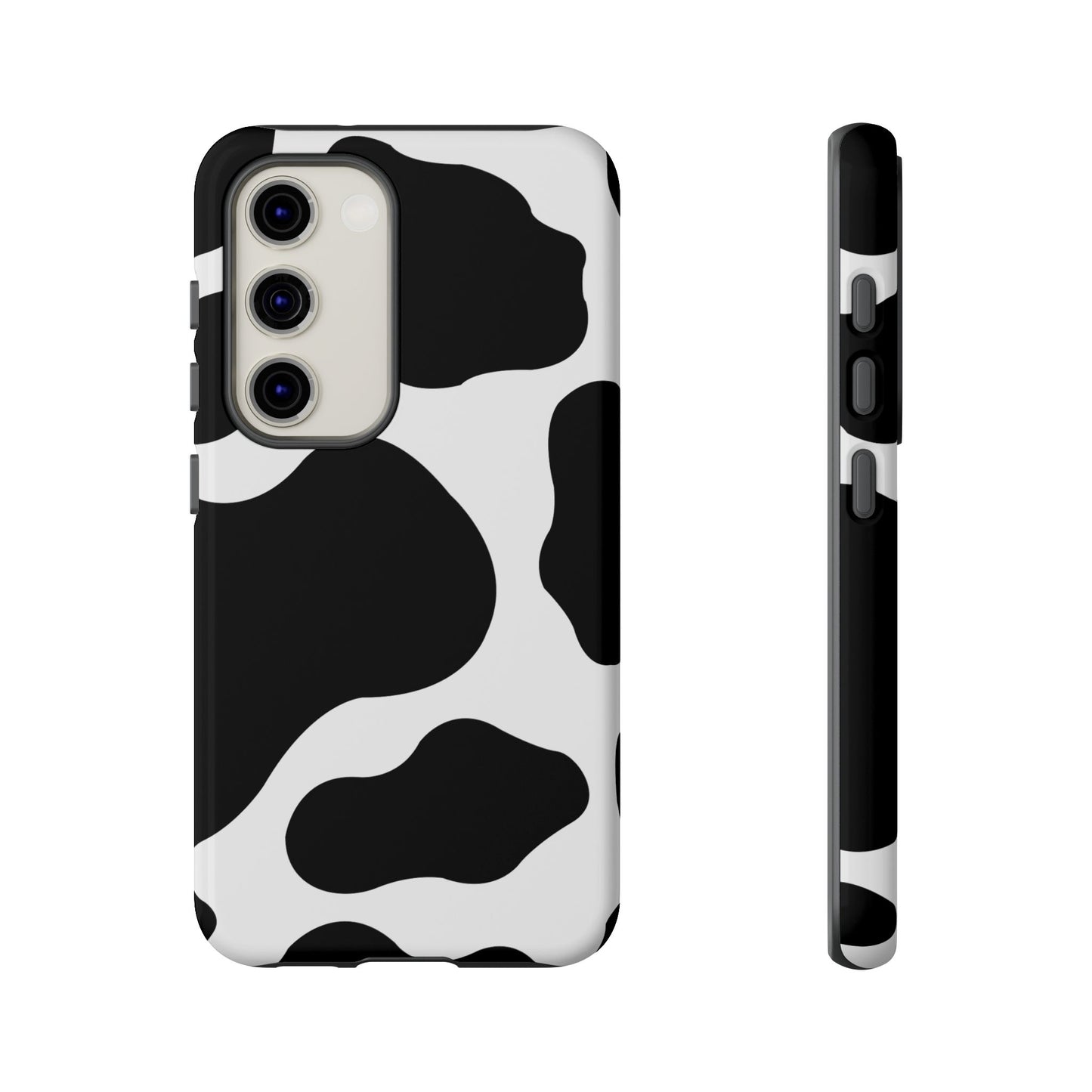 Chic Cow Print Tough Samsung Galaxy Case – Trendy Monochrome Animal Pattern with Dual-Layer Protection