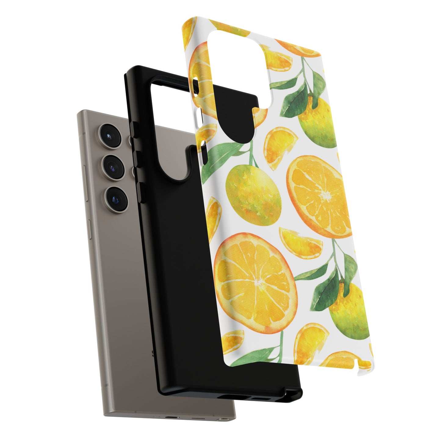 Sunny Citrus Grove Tough Samsung Galaxy Case – Watercolor Orange Design, Dual-Layer Protection
