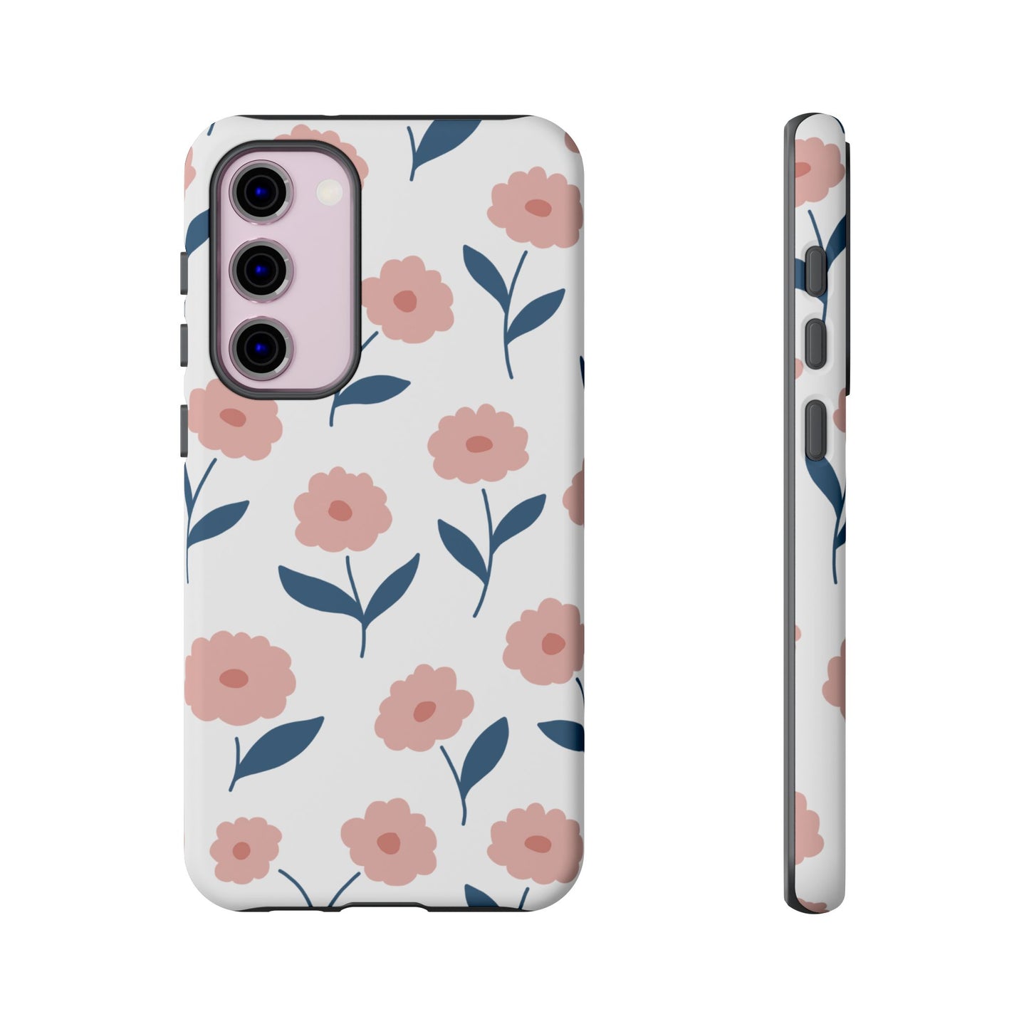 Playful Pink Floral Tough Samsung Galaxy Case – Soft Pastel Design, Slim & Shockproof