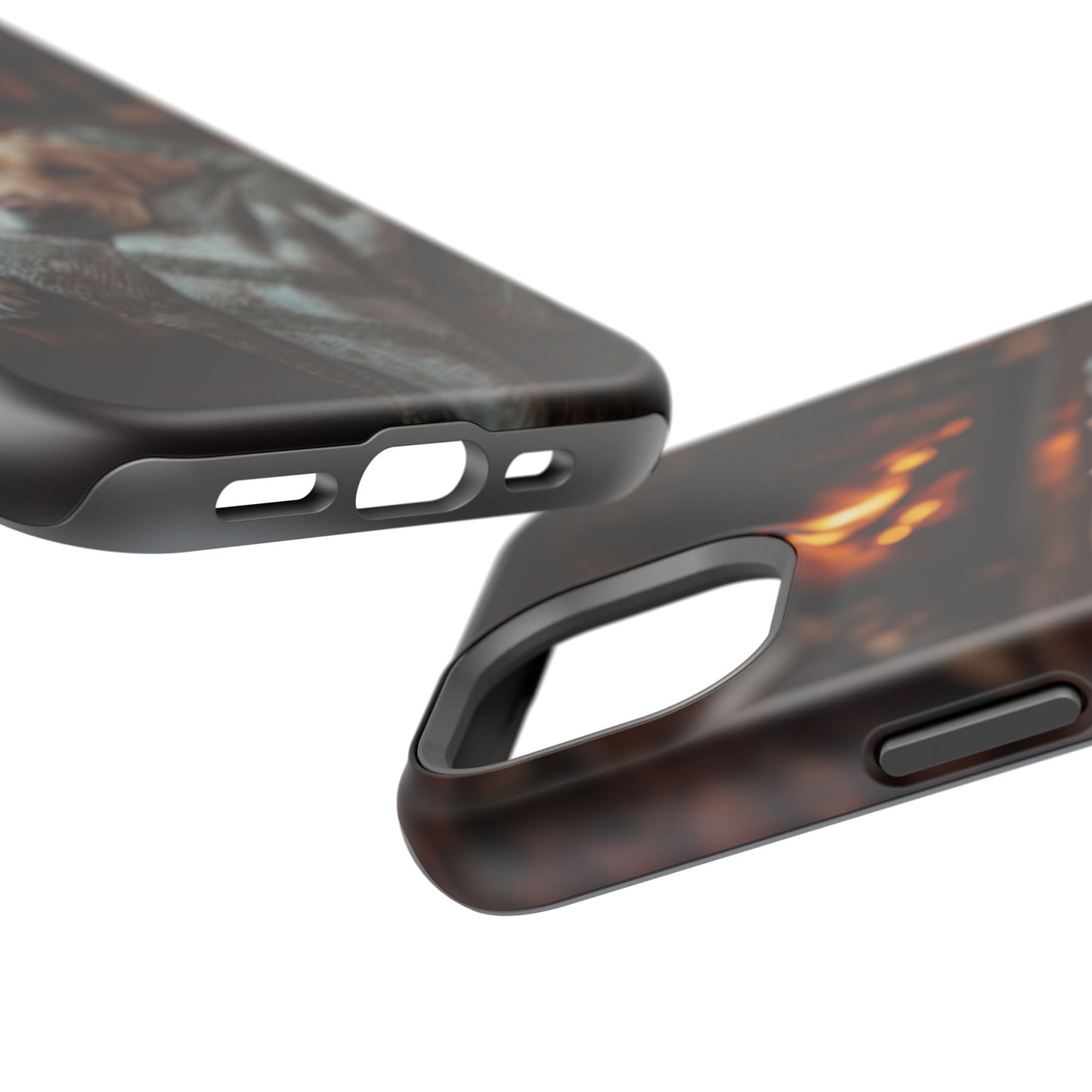 Cozy Labrador by Fireplace MagSafe iPhone Case – Rustic Cabin Protective Cover